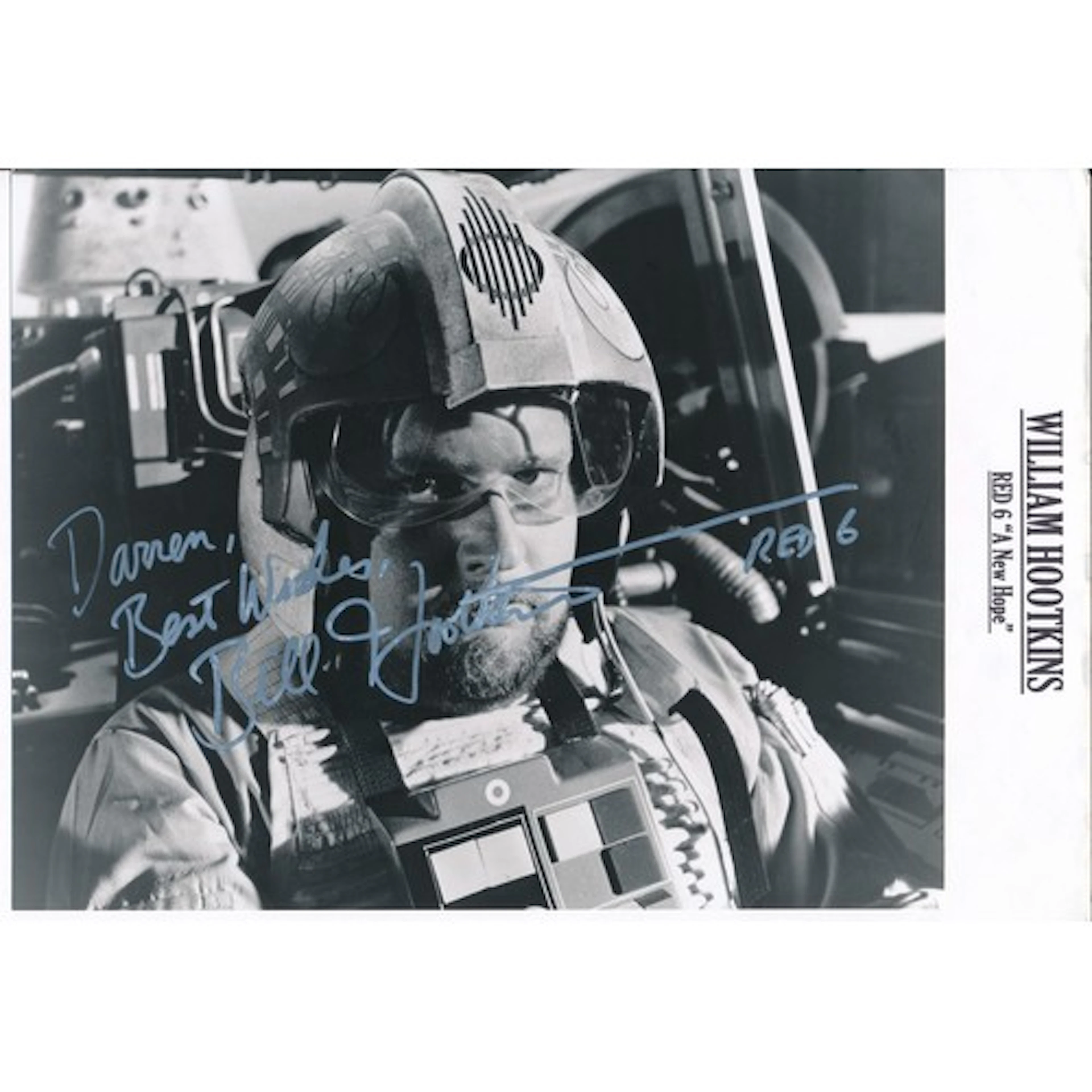 William Hootkins signed Red 6 A New Hope Star Wars coloured ...