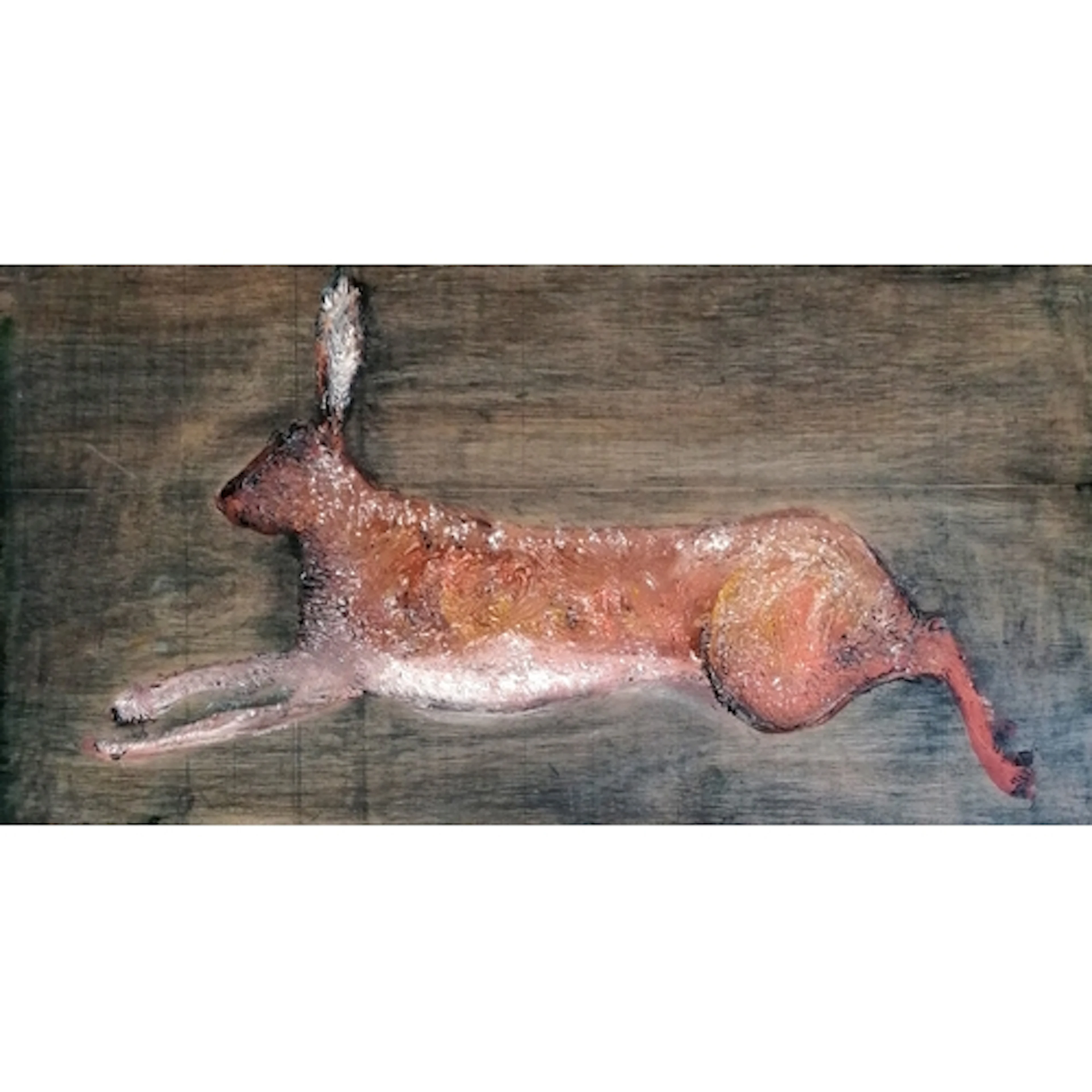 Sven Bensen contemporary oil painting of a hare on board - 3...