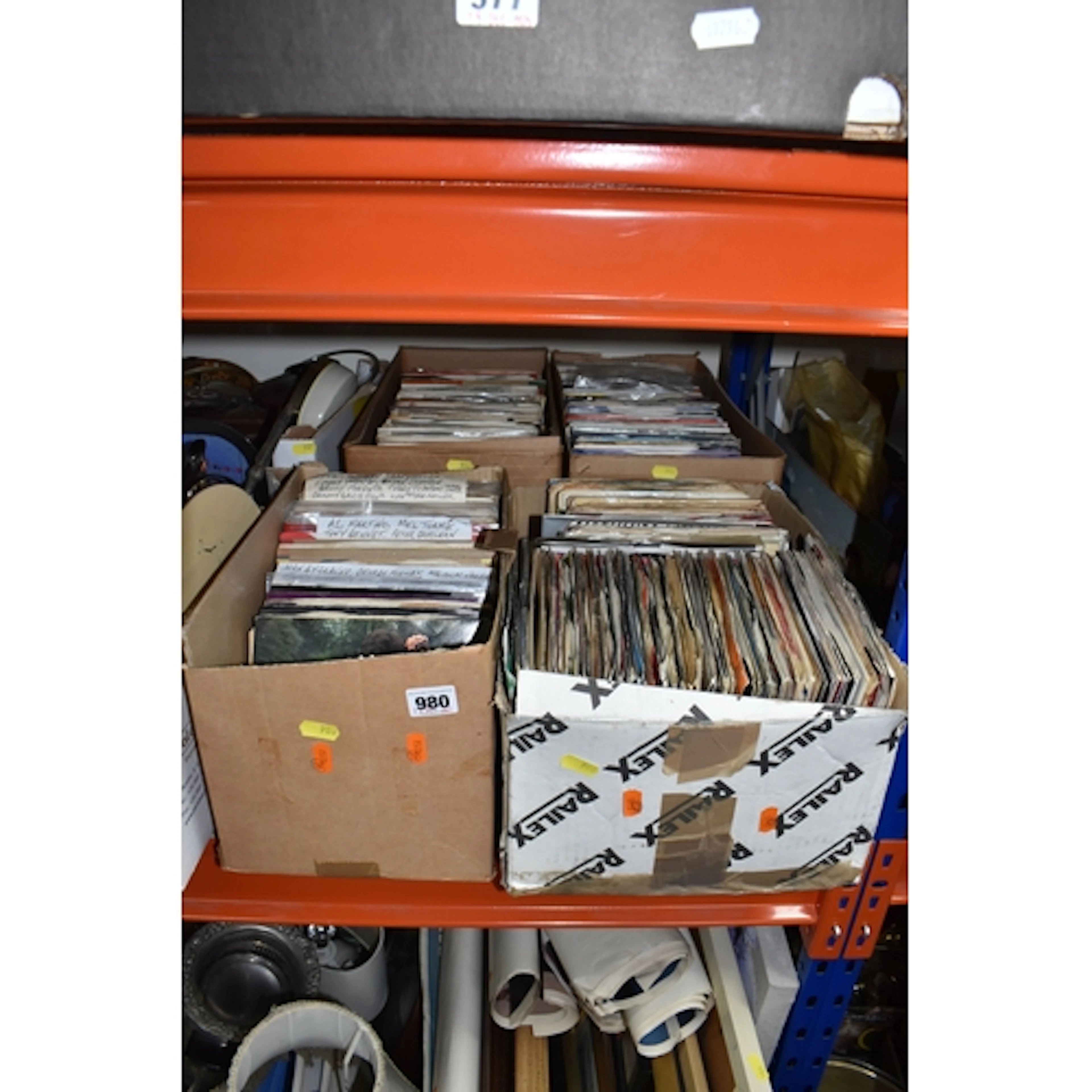 FOUR BOXES OF 45 R.P.M. SINGLES to include approximately thr...