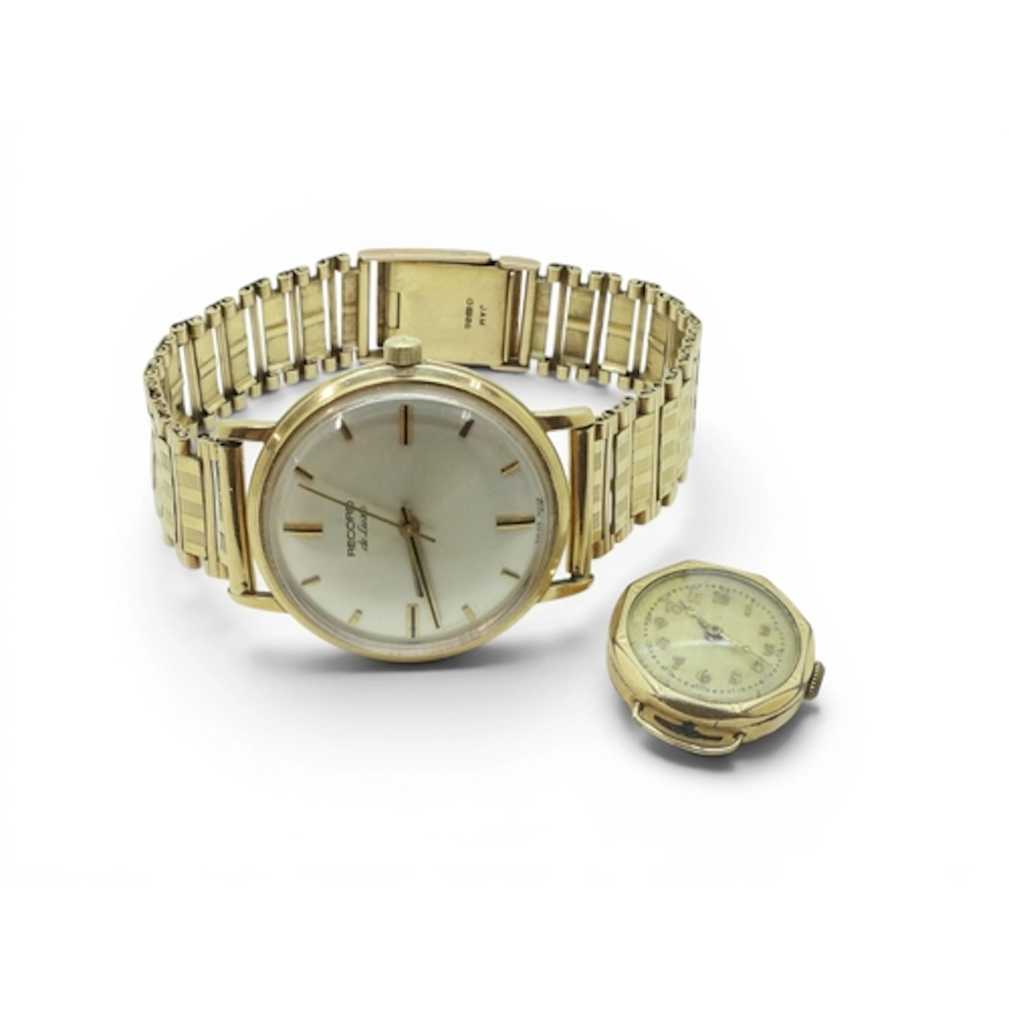 A 9ct gold Record De Luxe, inner case with 9k Swiss Hallmark...