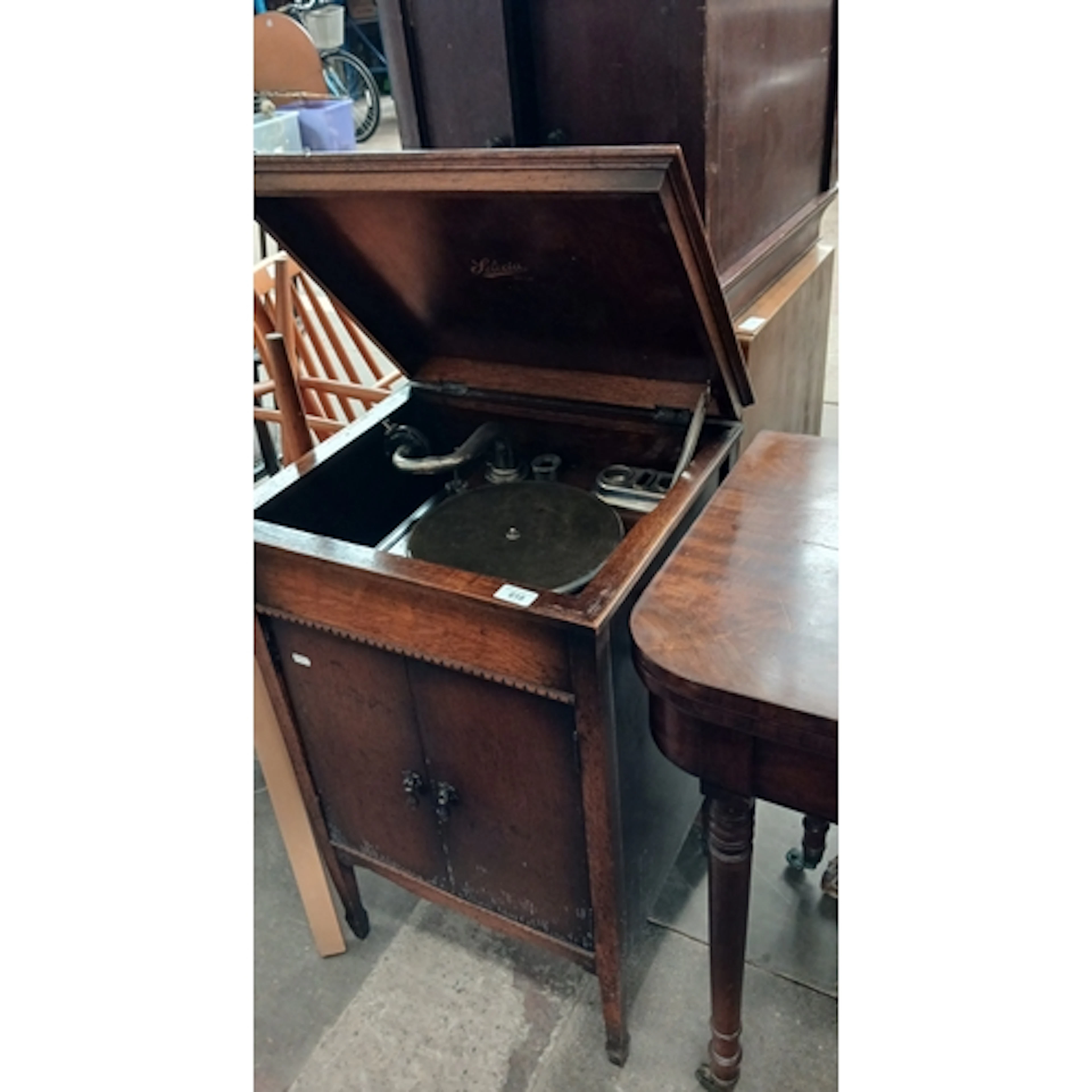 A Selecta gramophone, vintage radio and gramophone cabinet o...