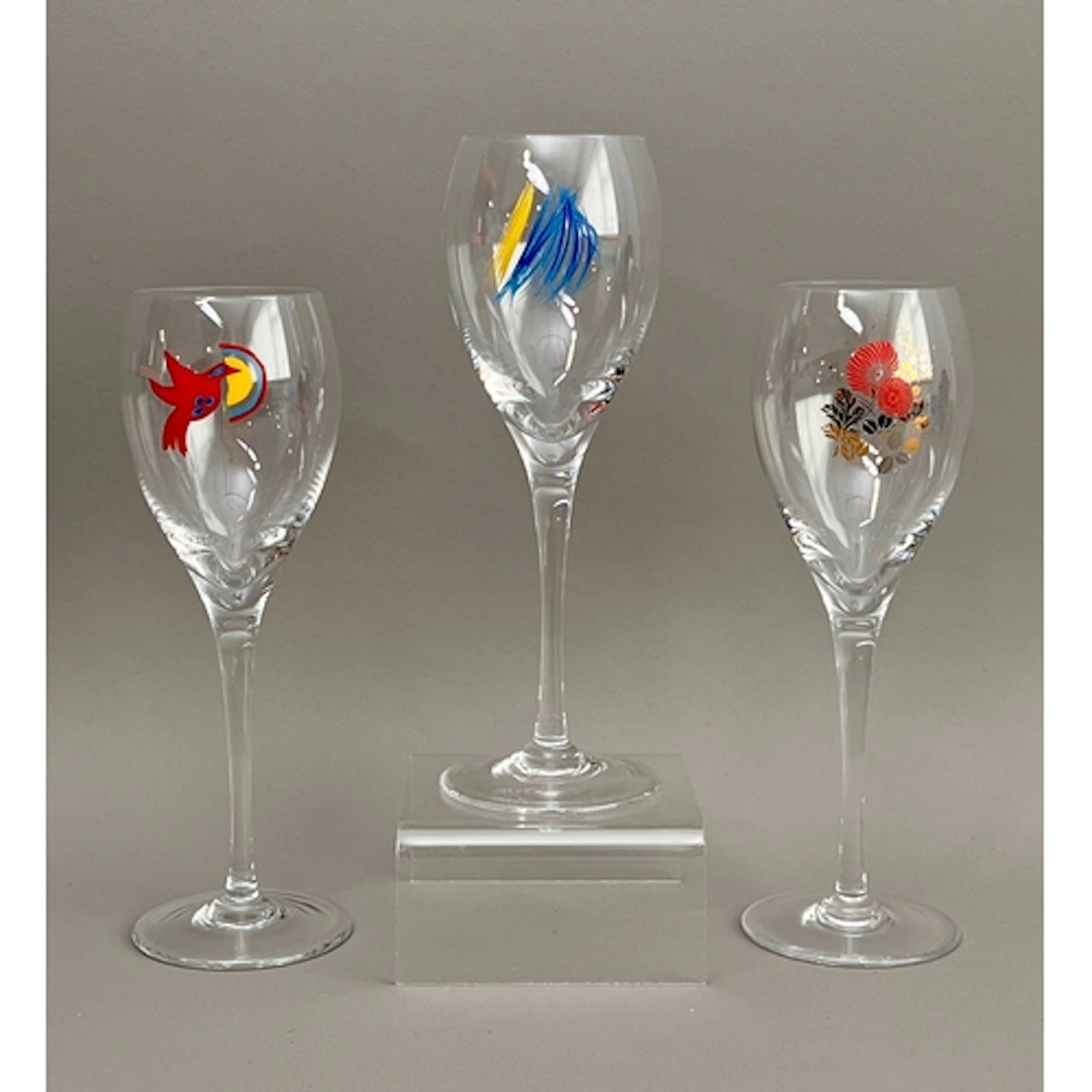 Three cased sets of four Taittinger Collection champagne gla...