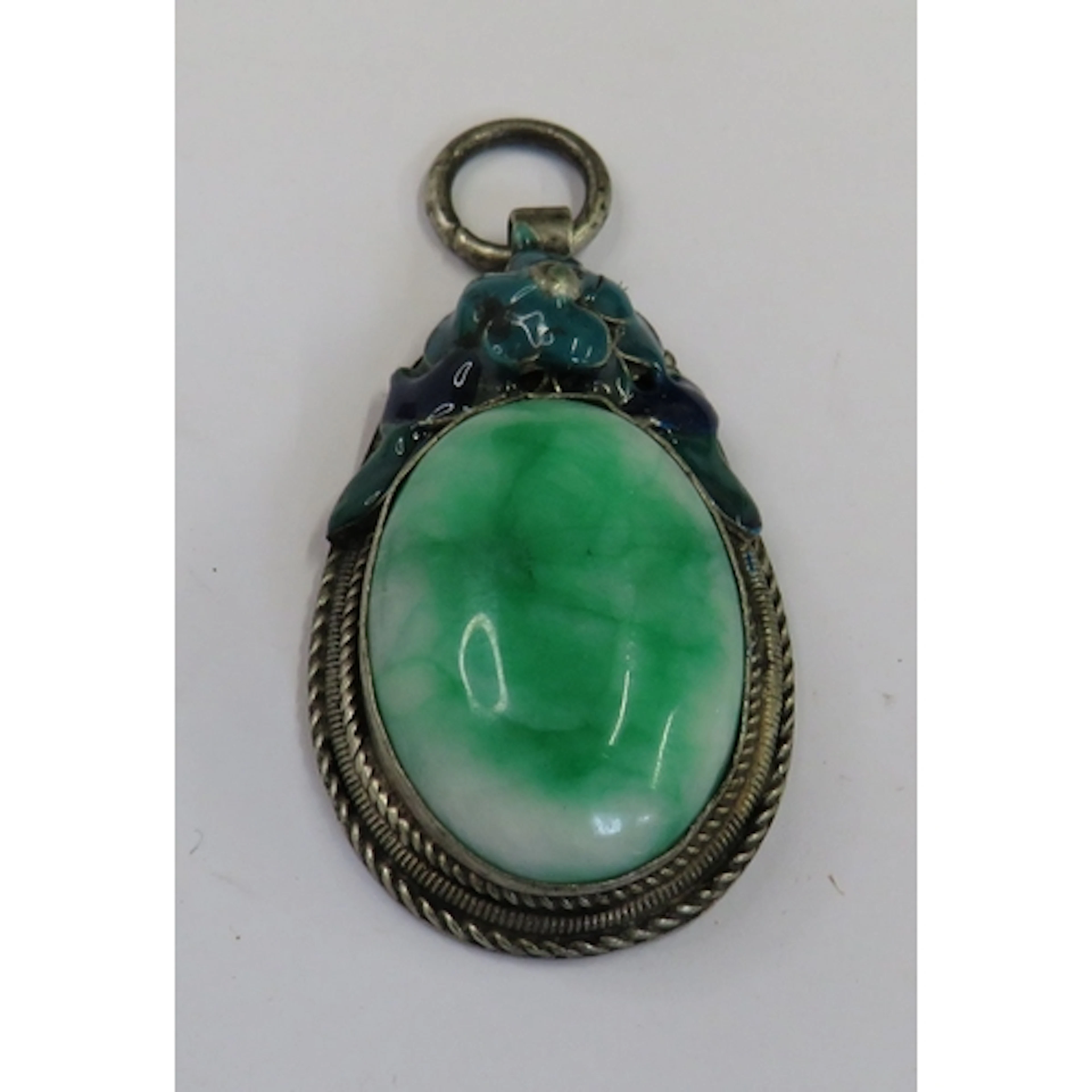 White Metal Pendant, Chinese with script to back, front deco...