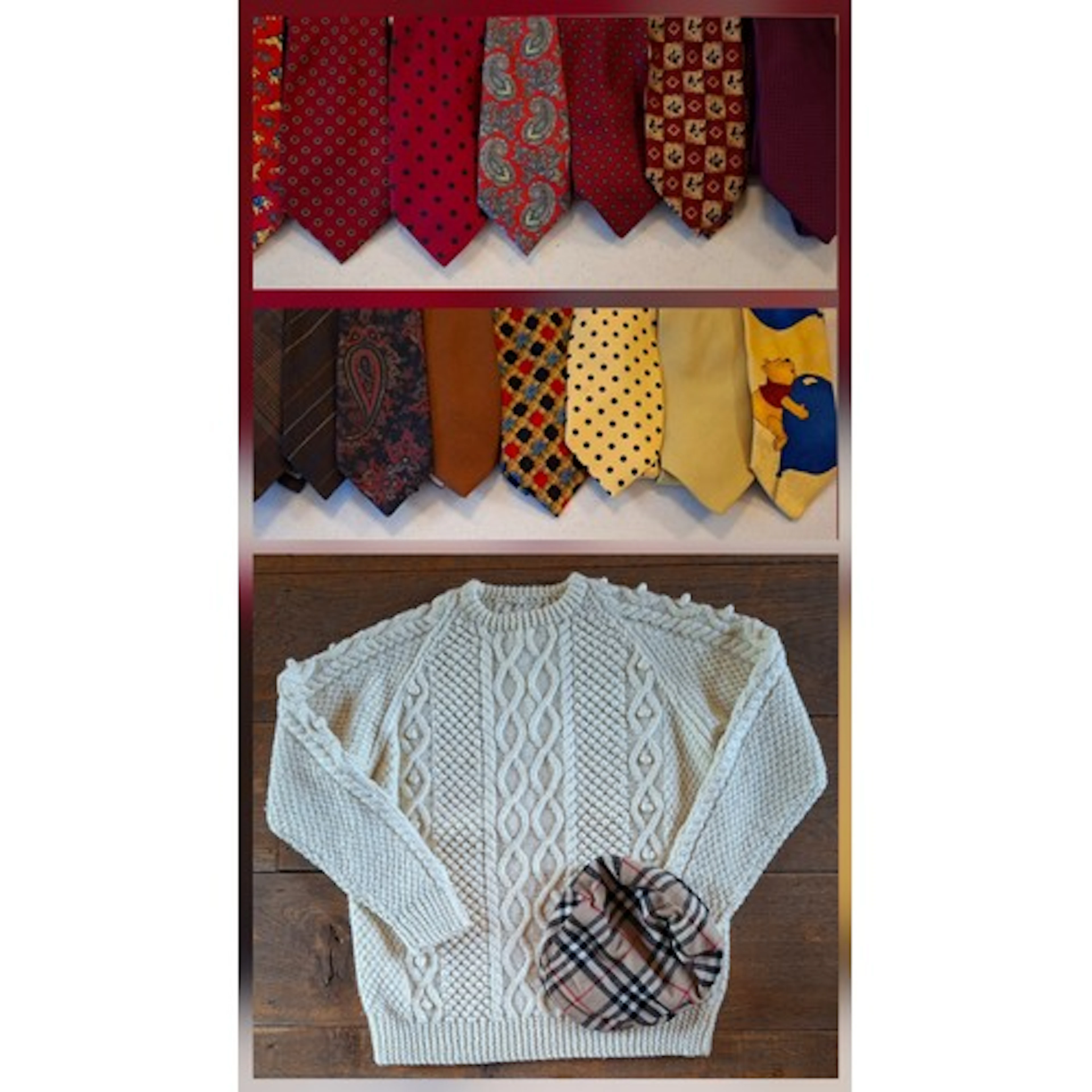 A vintage gents hand-knitted cable knit Aran style fisherman...