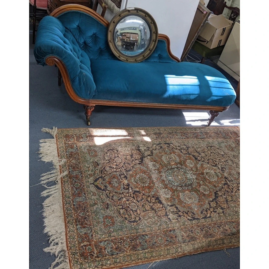A Victorian mahogany chaise longue 80cm h x 183cm w, togethe...