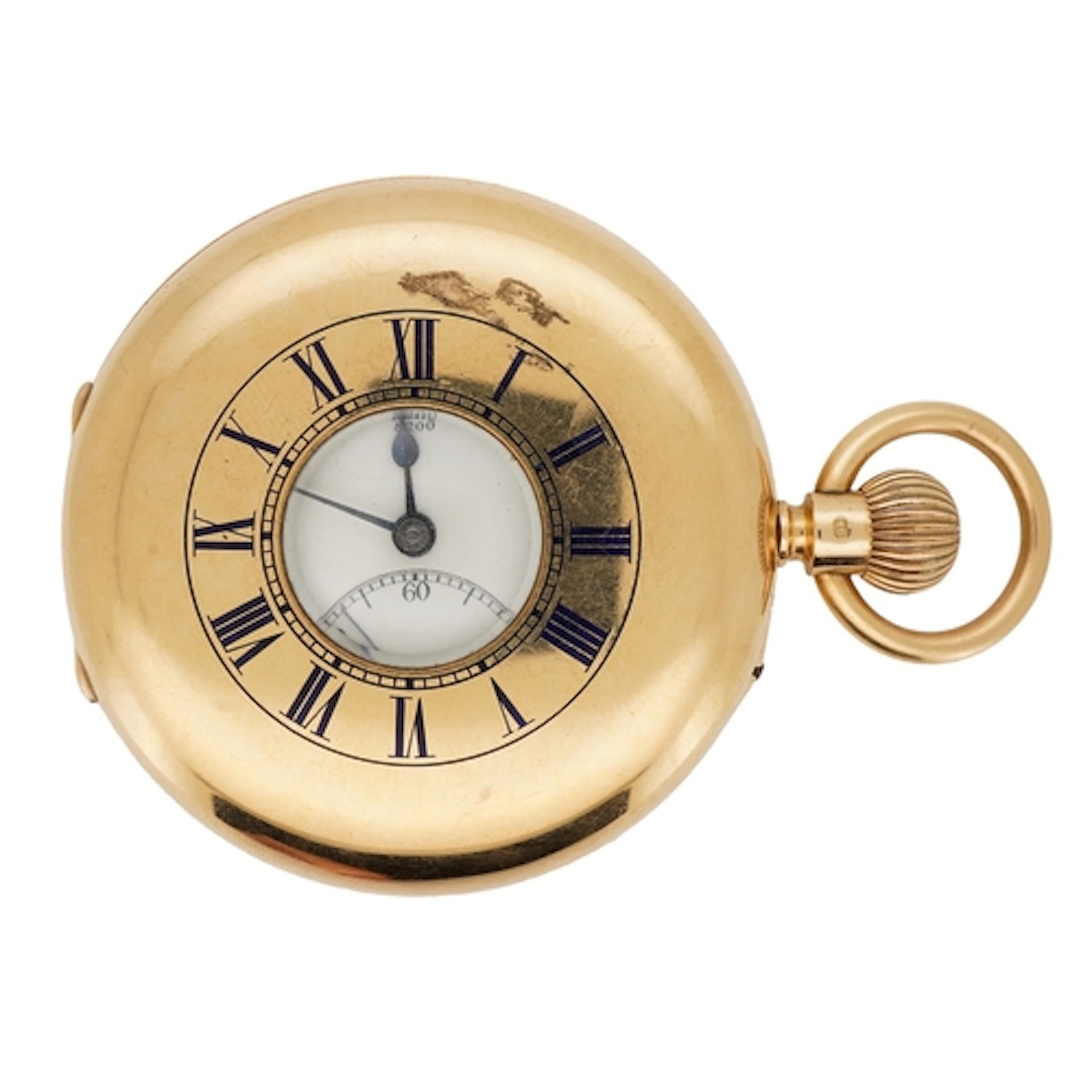 An Edwardian 18ct gold keyless lever half hunter pocket watc...