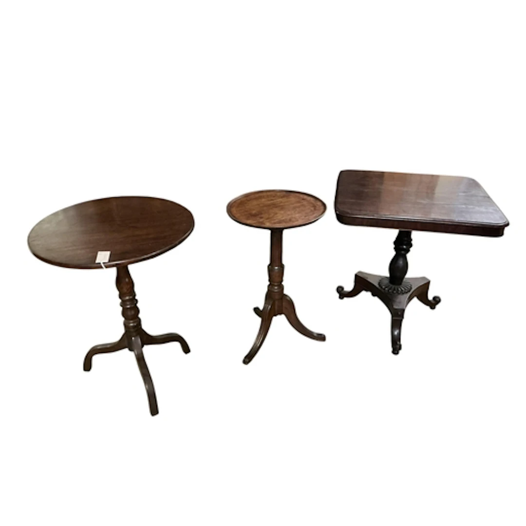 An early Victorian mahogany square tilt top tea table, width...