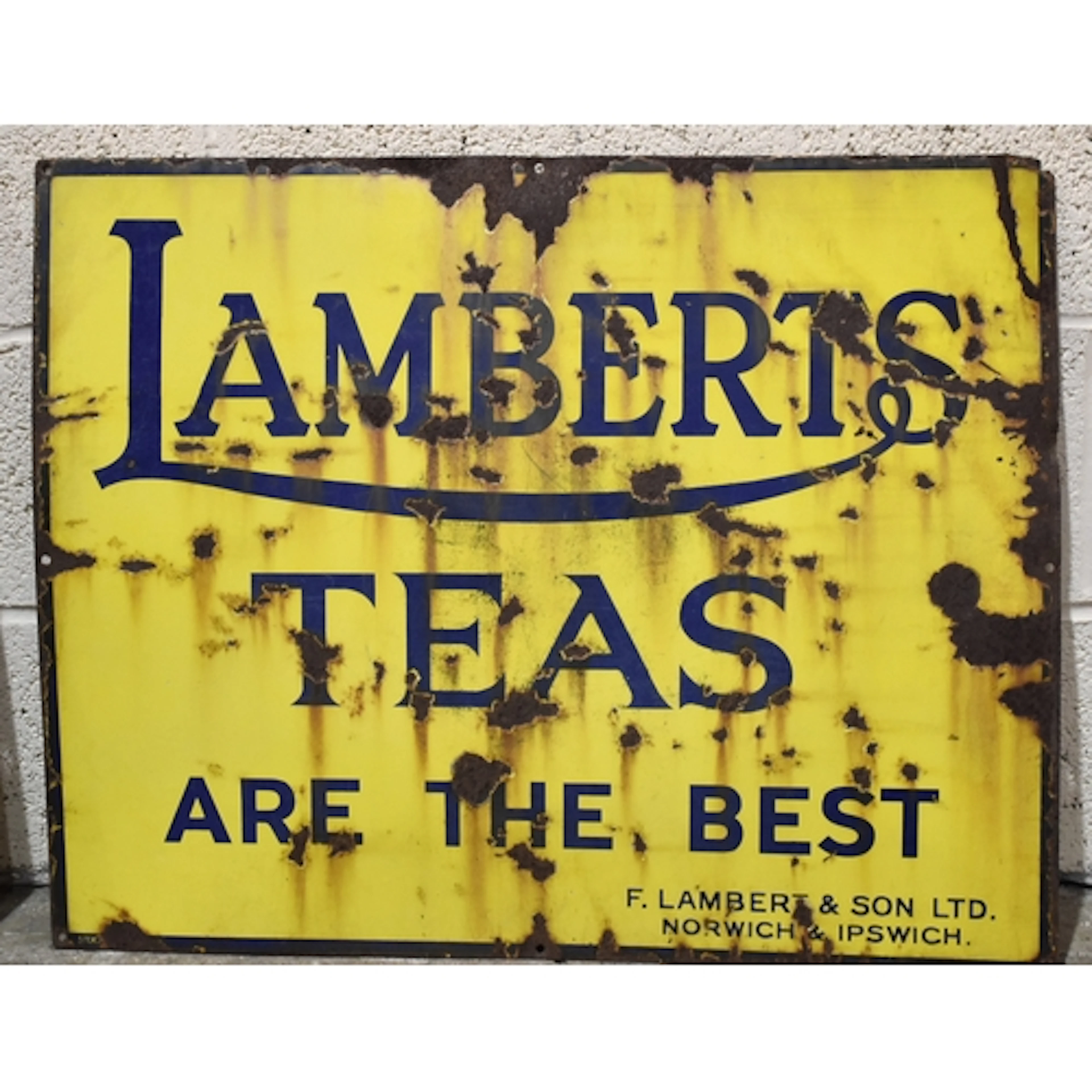 A Lamberts Teas enamelled advertising sign "Lamberts Teas ar...