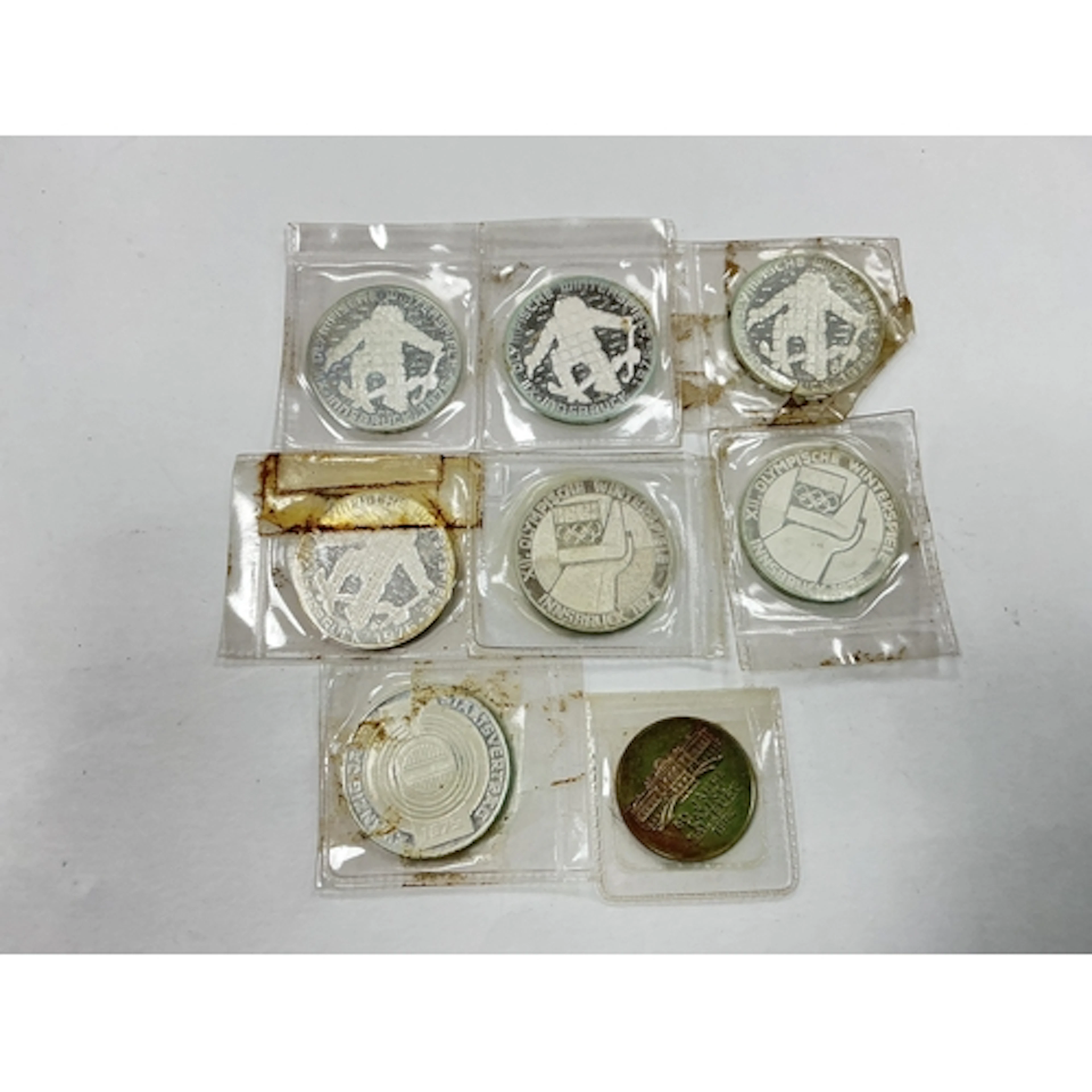 Austrian coins, seven proof silver 100 schilling Winter Olym...