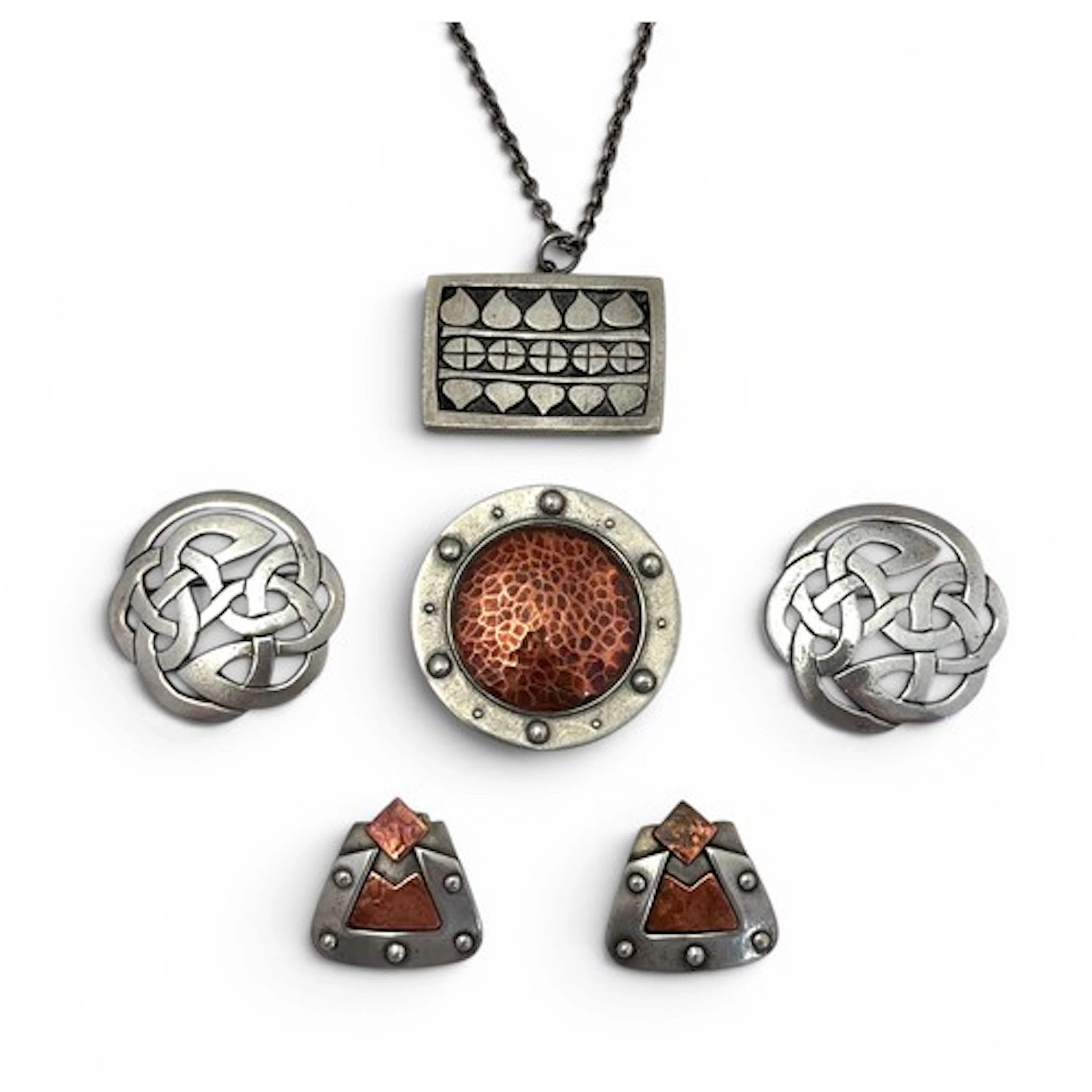 Liberty a small collection of Liberty pewter jewellery, to i...