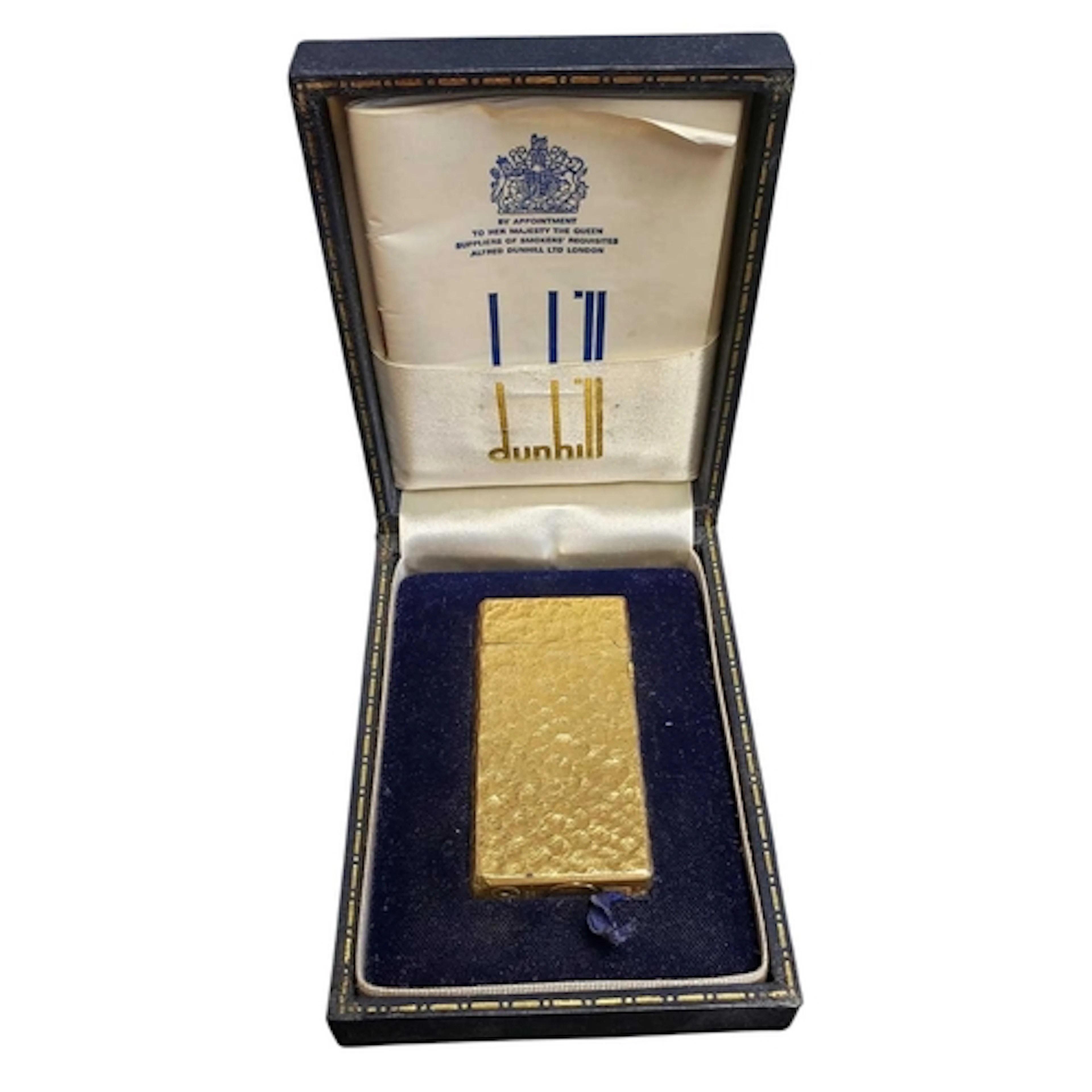 1970s vintage Dunhill Rollagas gold plated bark textured poc...