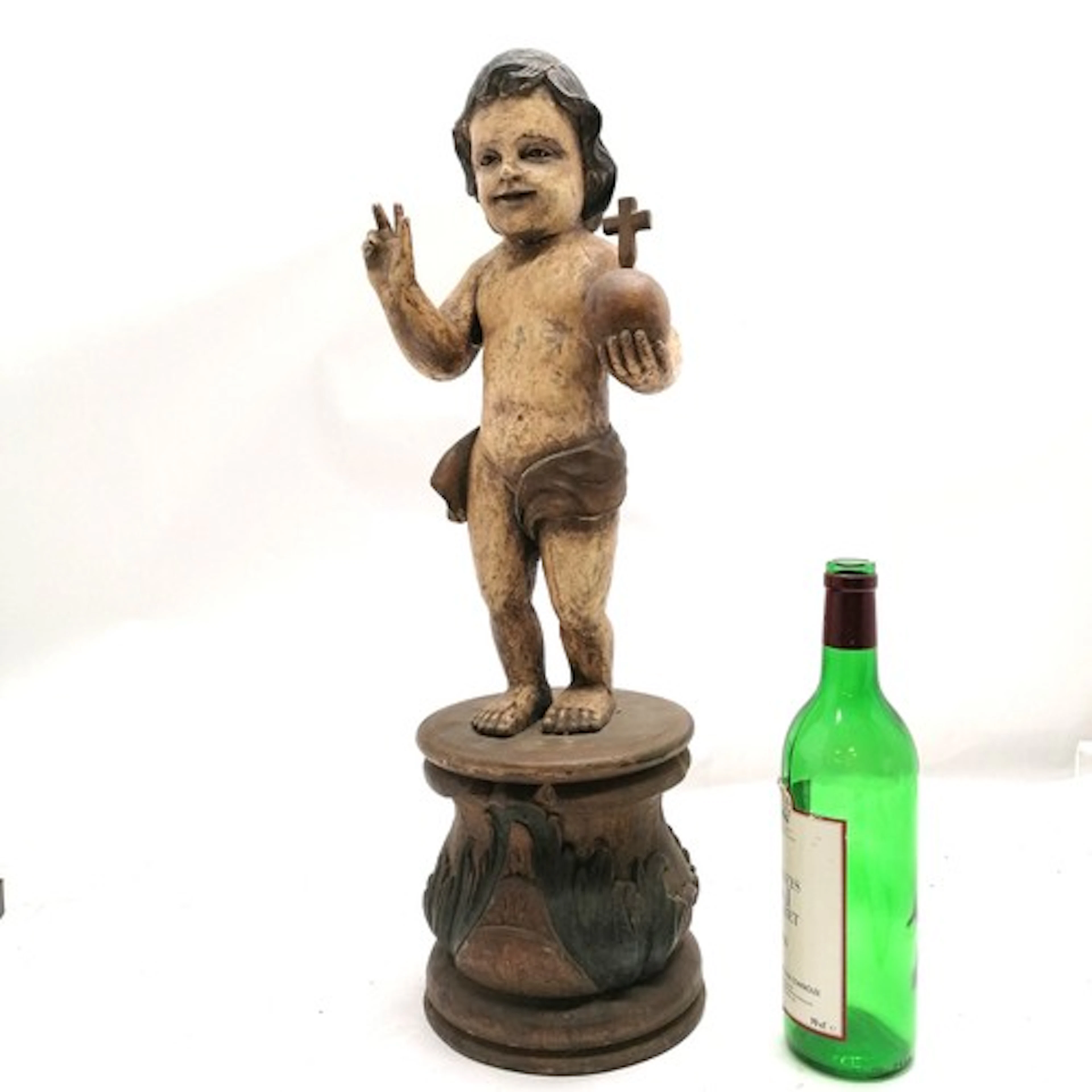 Antique Continental (Italian?) religious carved wooden figur...