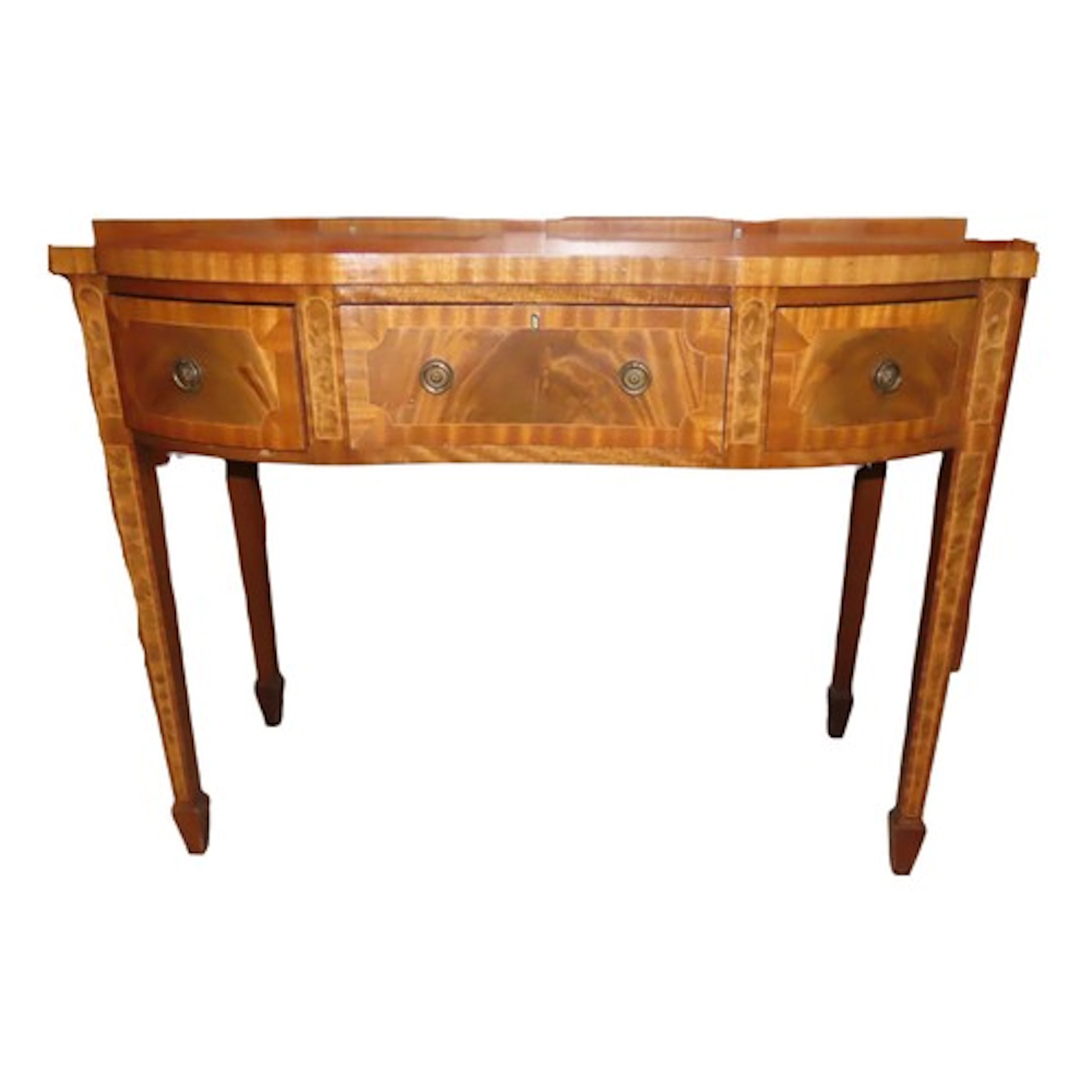 A reproduction mahogany crossbanded side table, the serpenti...