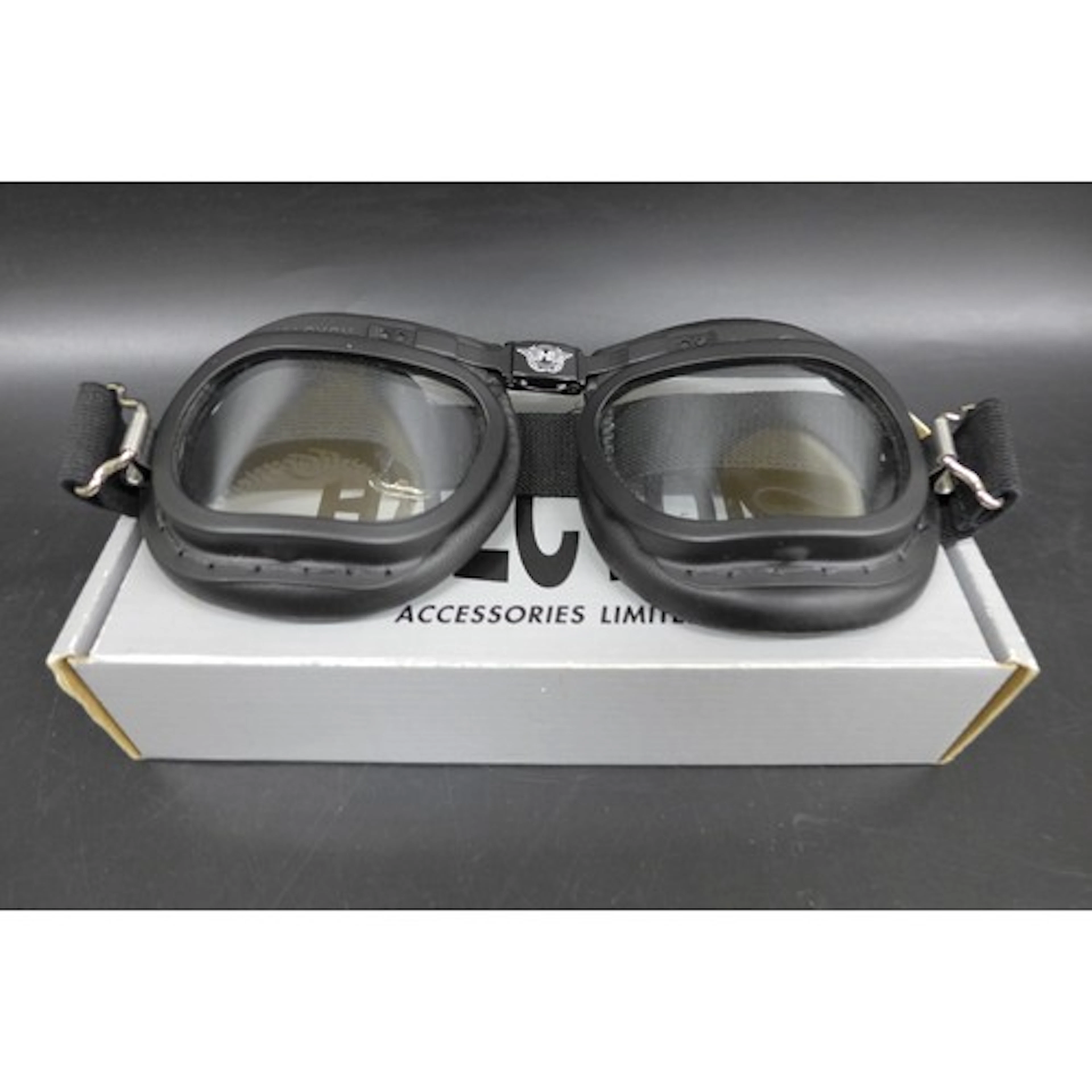 A pair of Halcyon Classic (motorcycle) Goggles, boxed, one l...