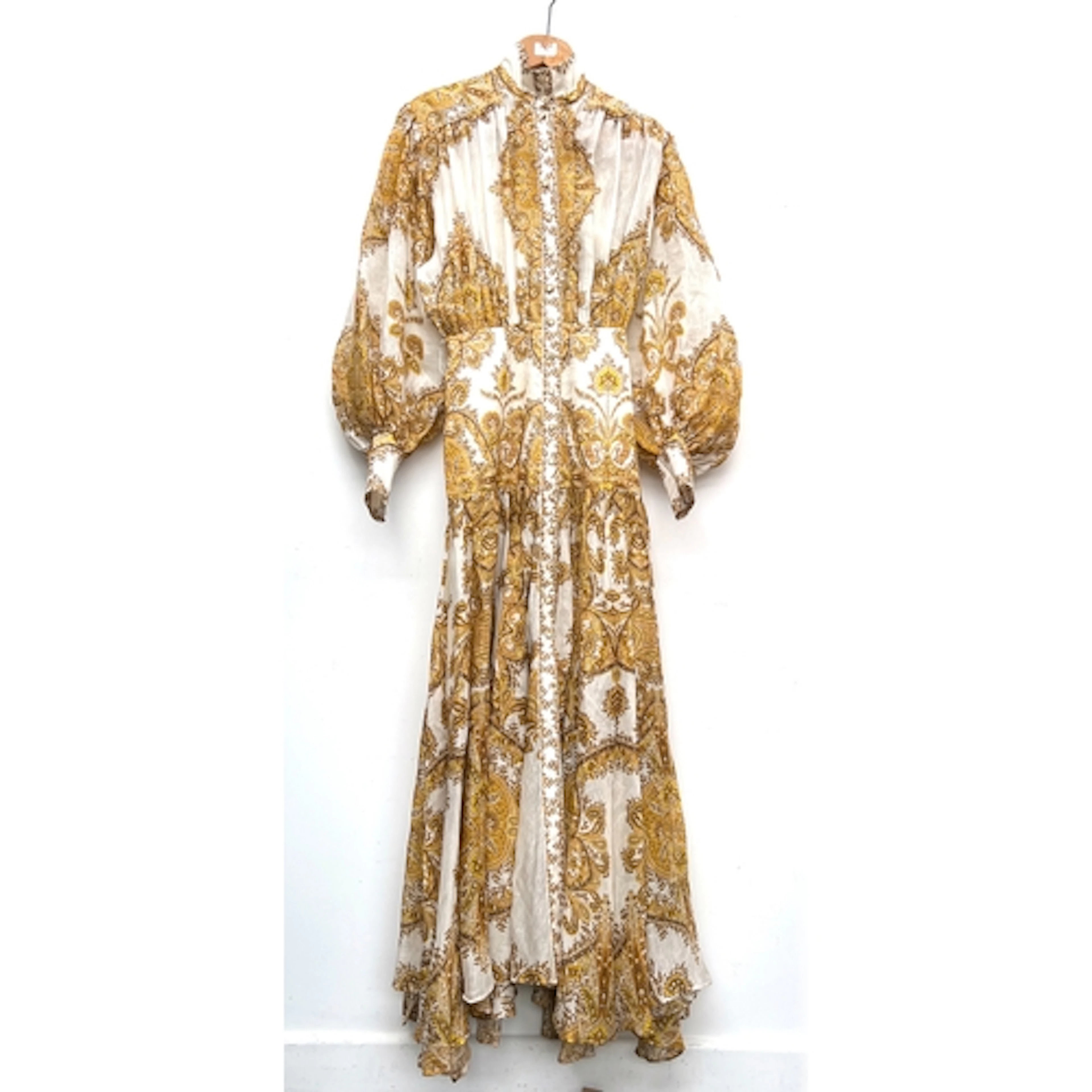 A Zimmerman linen maxi dress in Rococo print with tie belt, ...