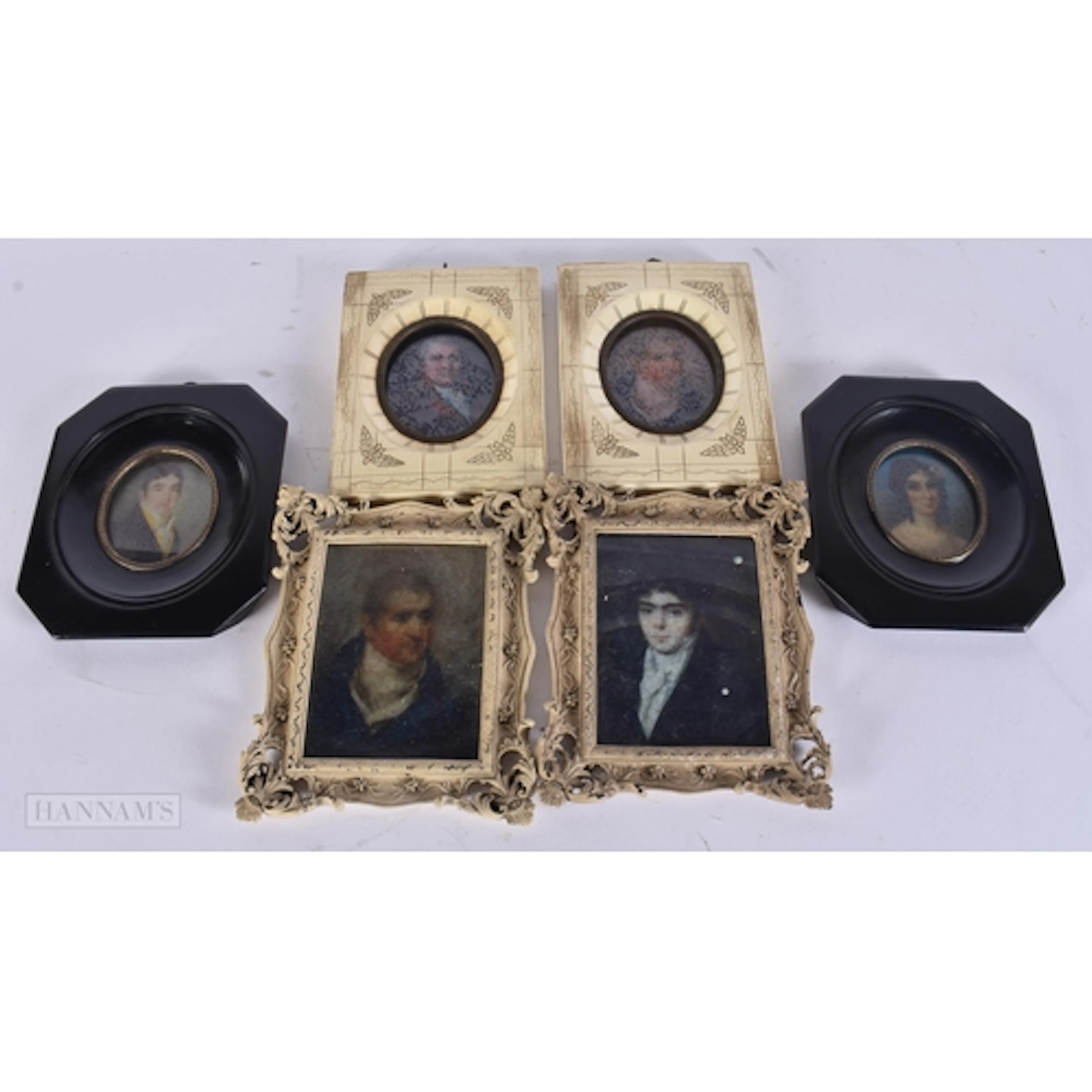 SIX CONTEMPORARY PORTRAIT MINIATURES. (6)
