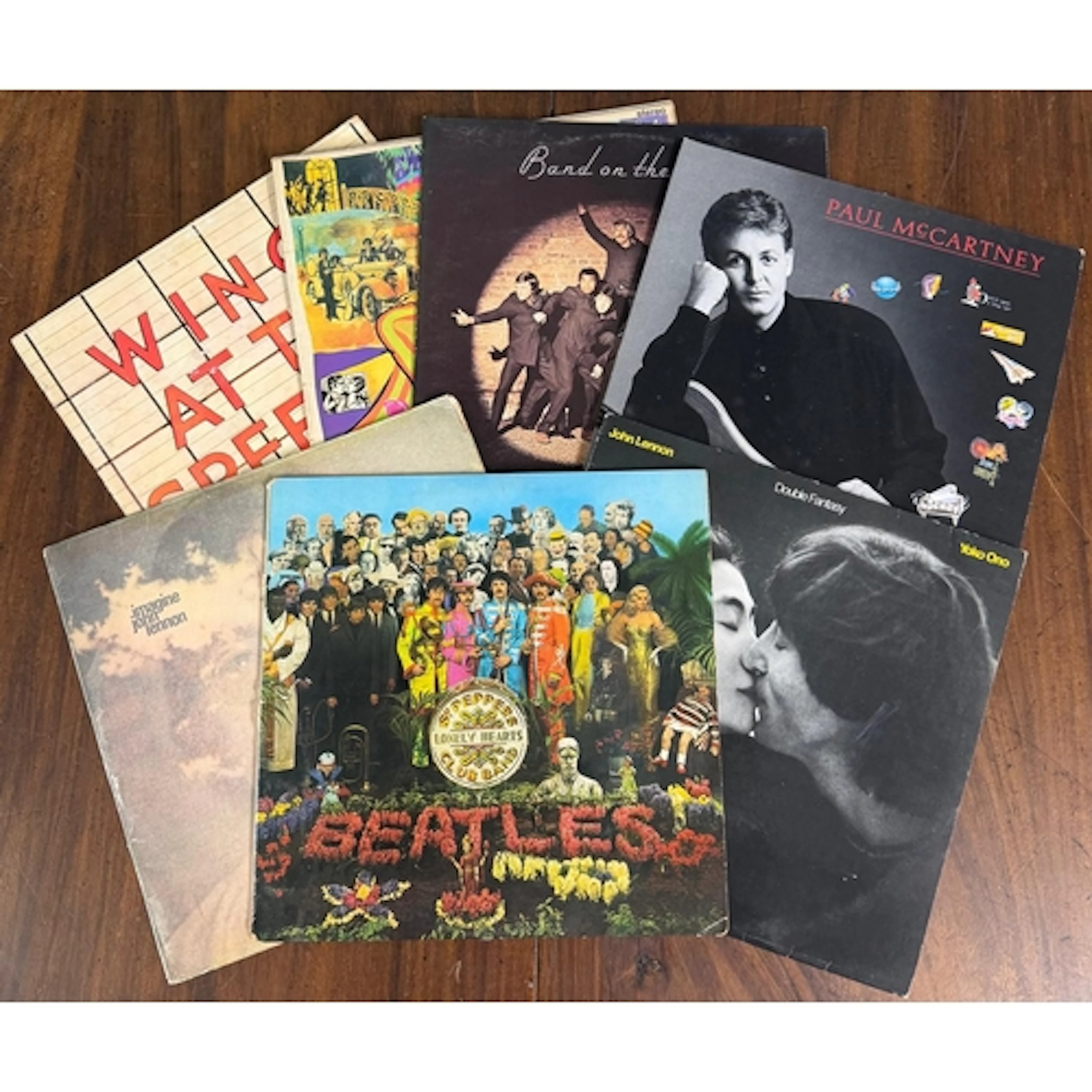 Box of Beatles or Beatles member vinyl LPs to include: 'Imag...