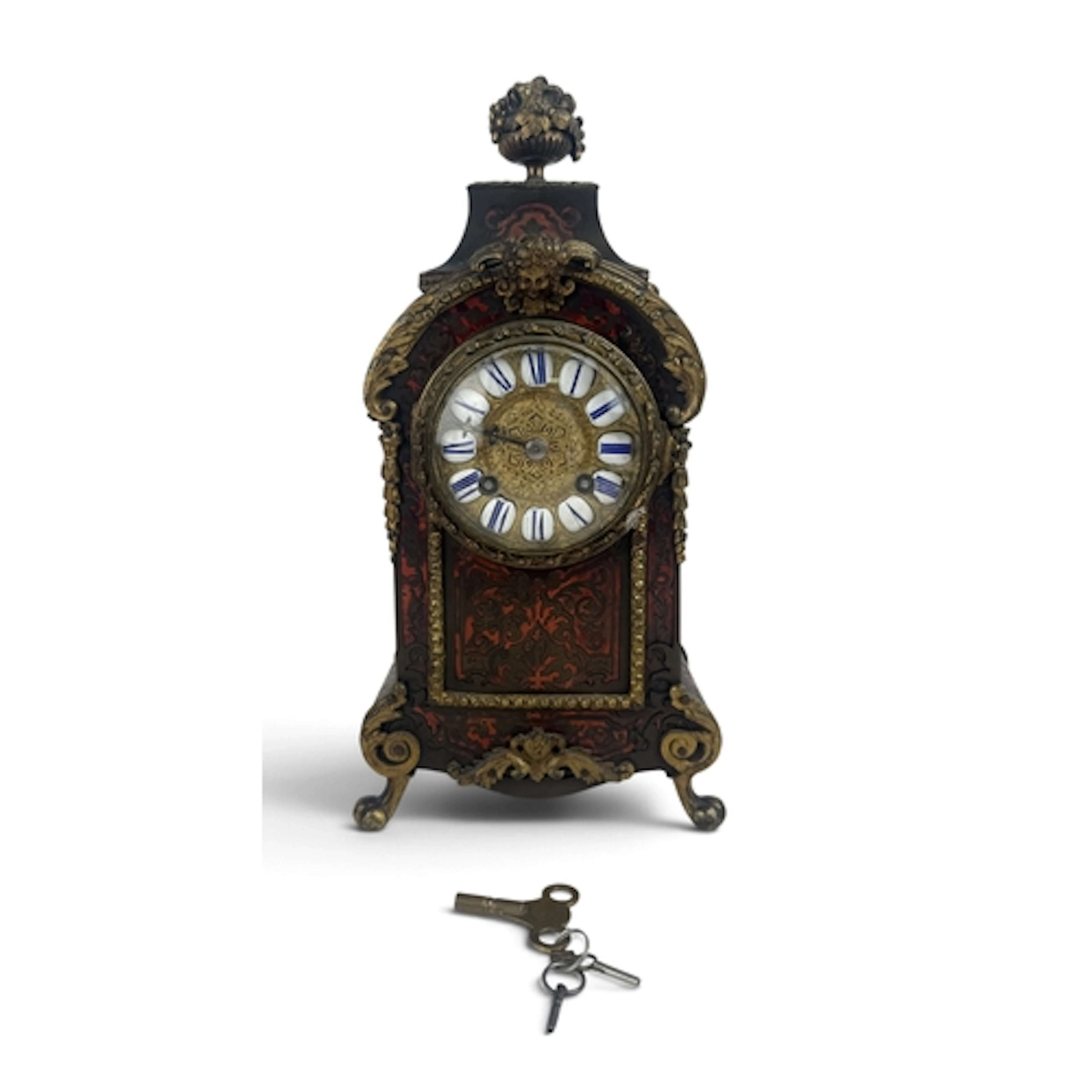 A FRENCH BOULLE MANTEL CLOCK With keys. 31cm H...
