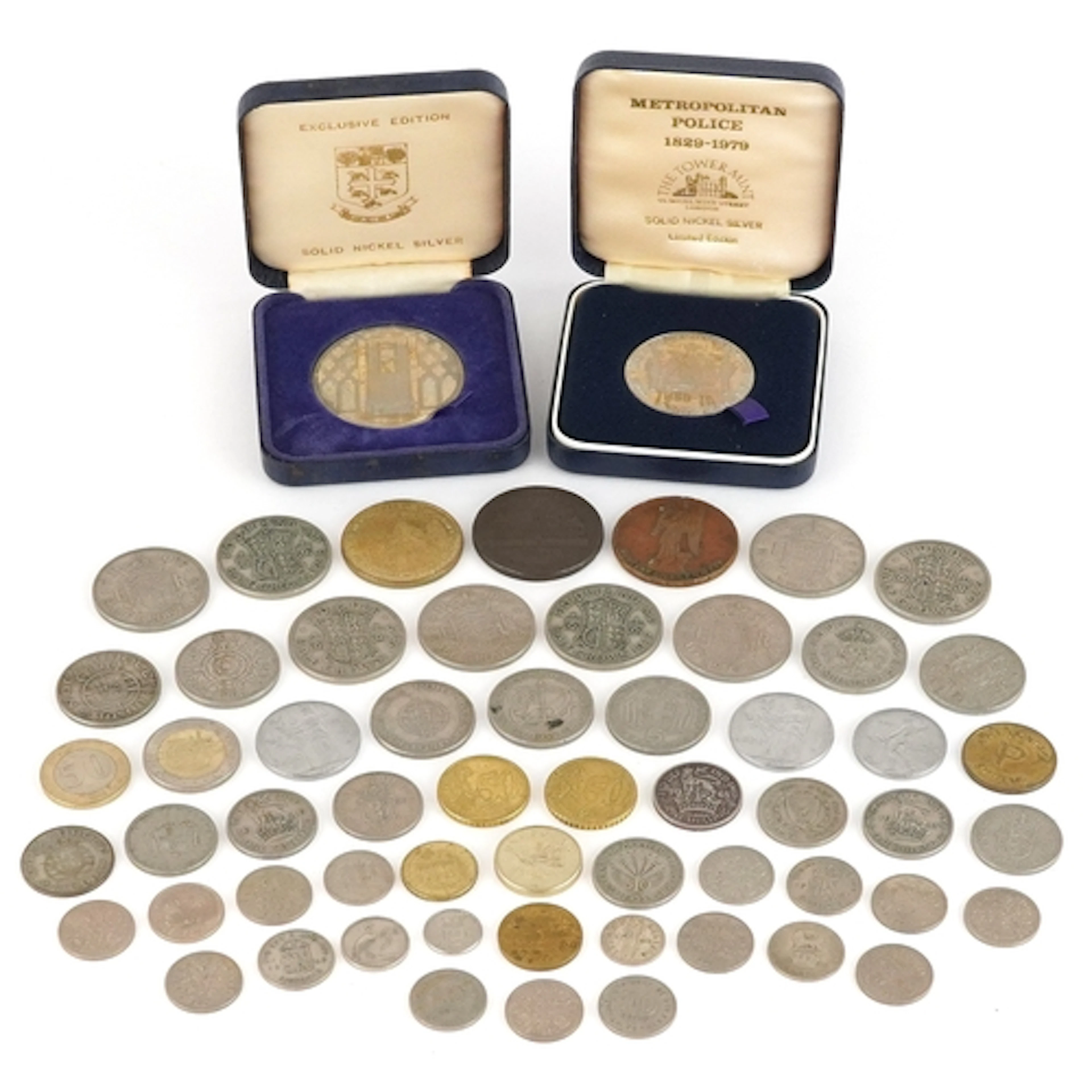 Small collection of coins and an early 19th century penny to...