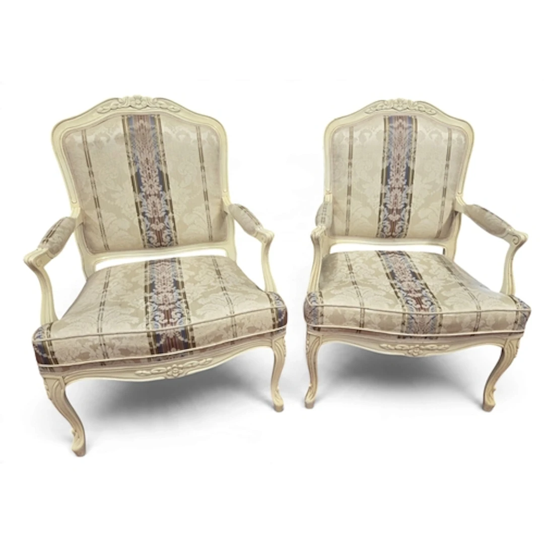 A pair of Continental painted Armchairs. W 70 x SH 45 x BH 8...