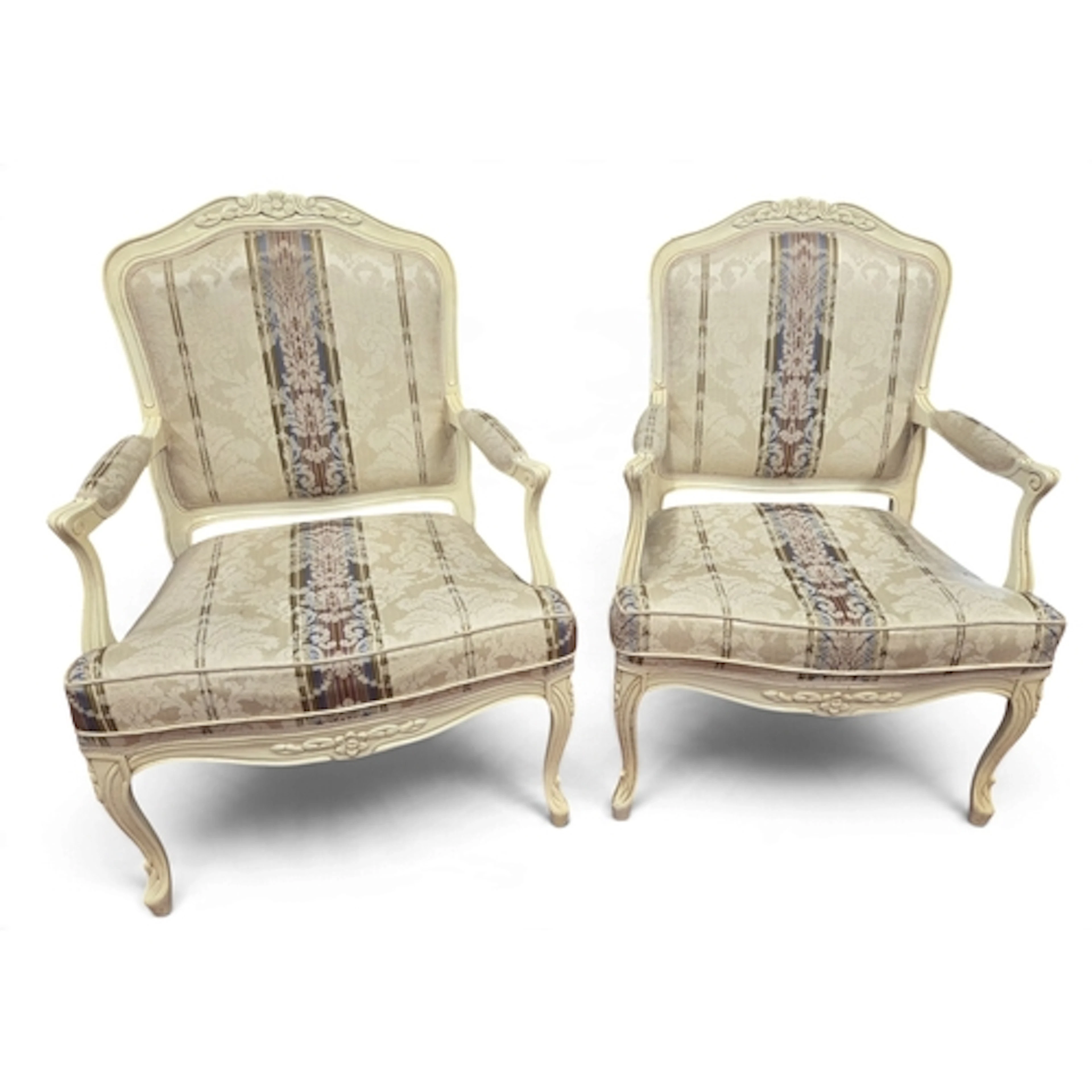 A pair of Continental painted Armchairs. W 70 x SH 45 x BH 8...