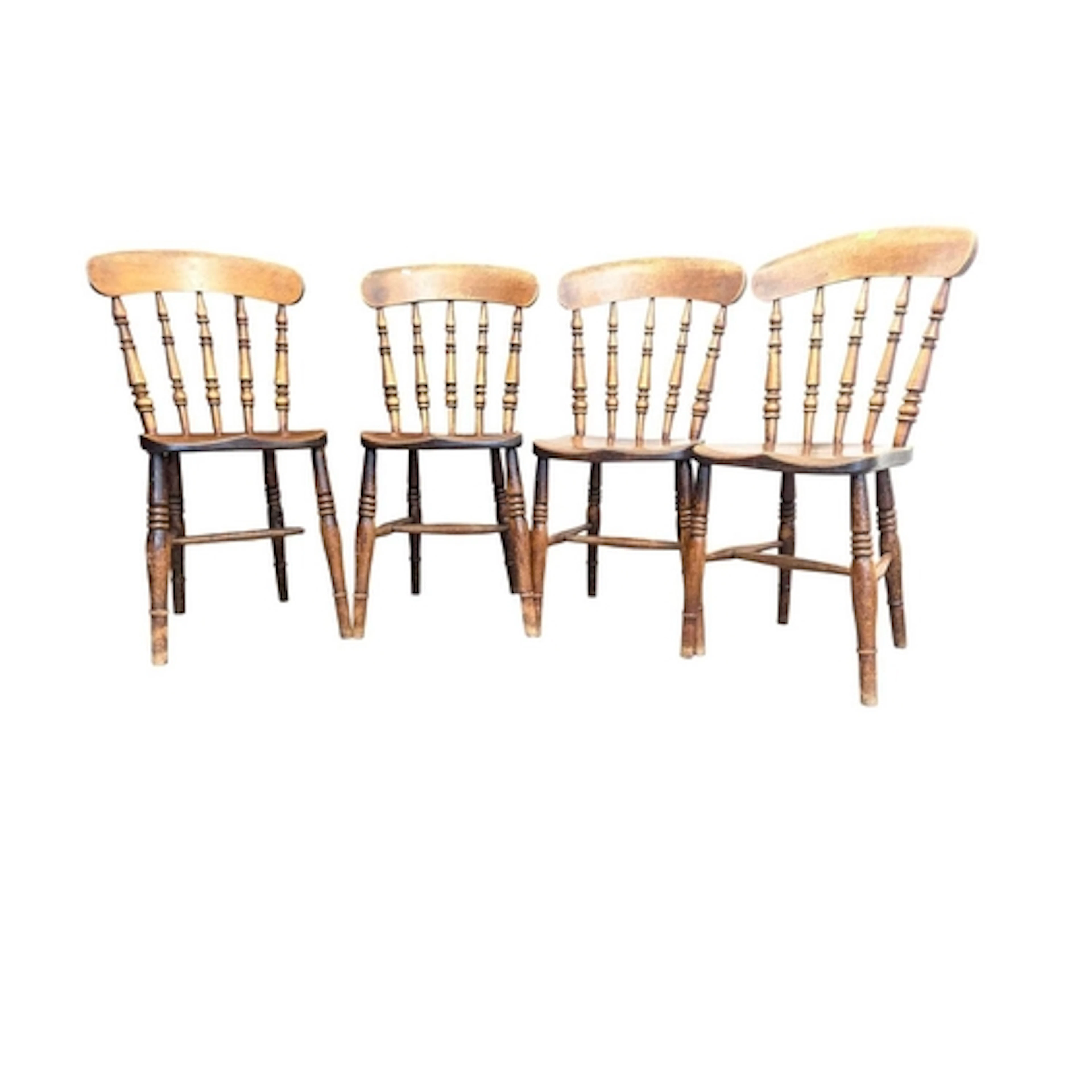 A set of four 19th century Victorian Windsor ash and elm far...