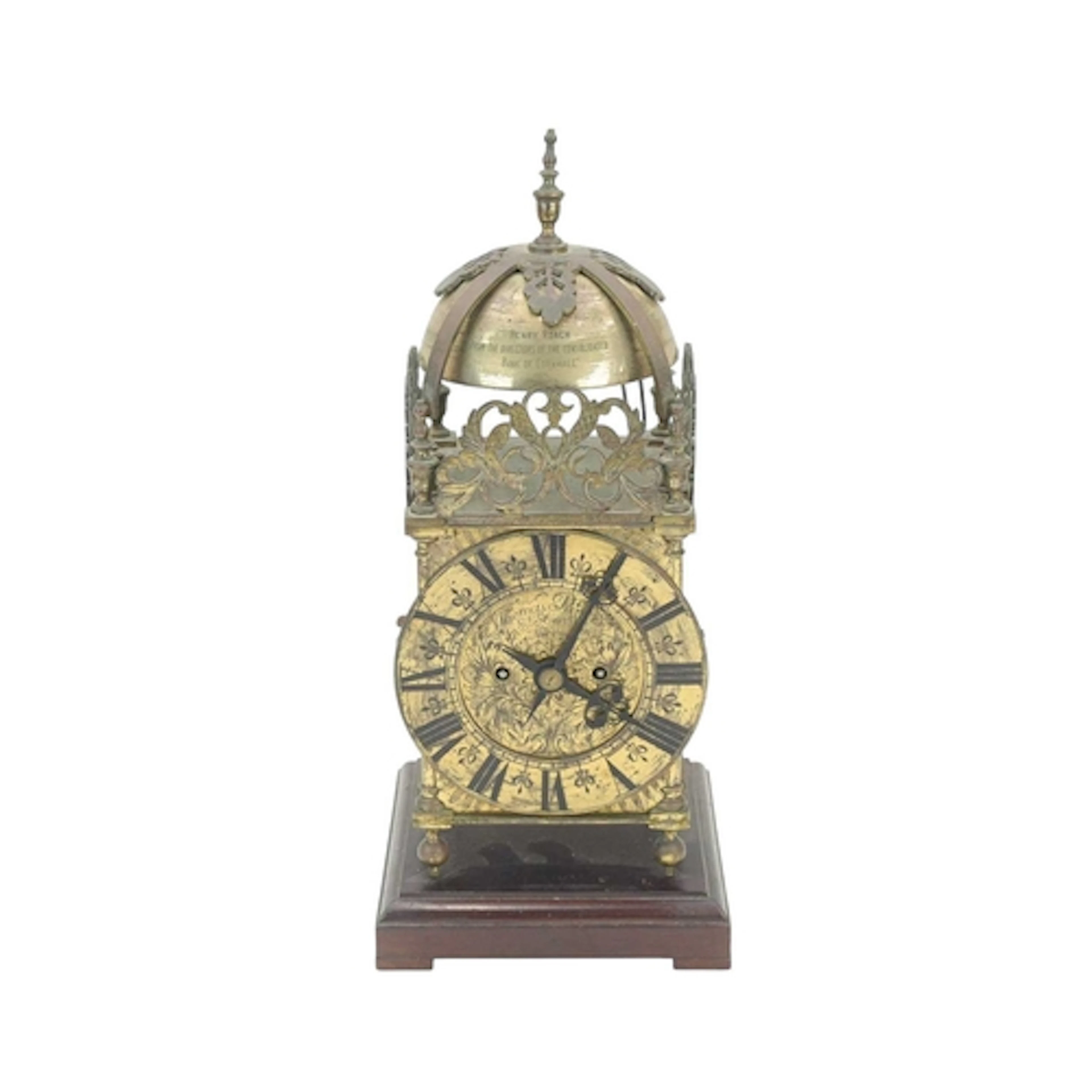 Cornish interest, A Brass lantern clock. Late 19th/early 20t...
