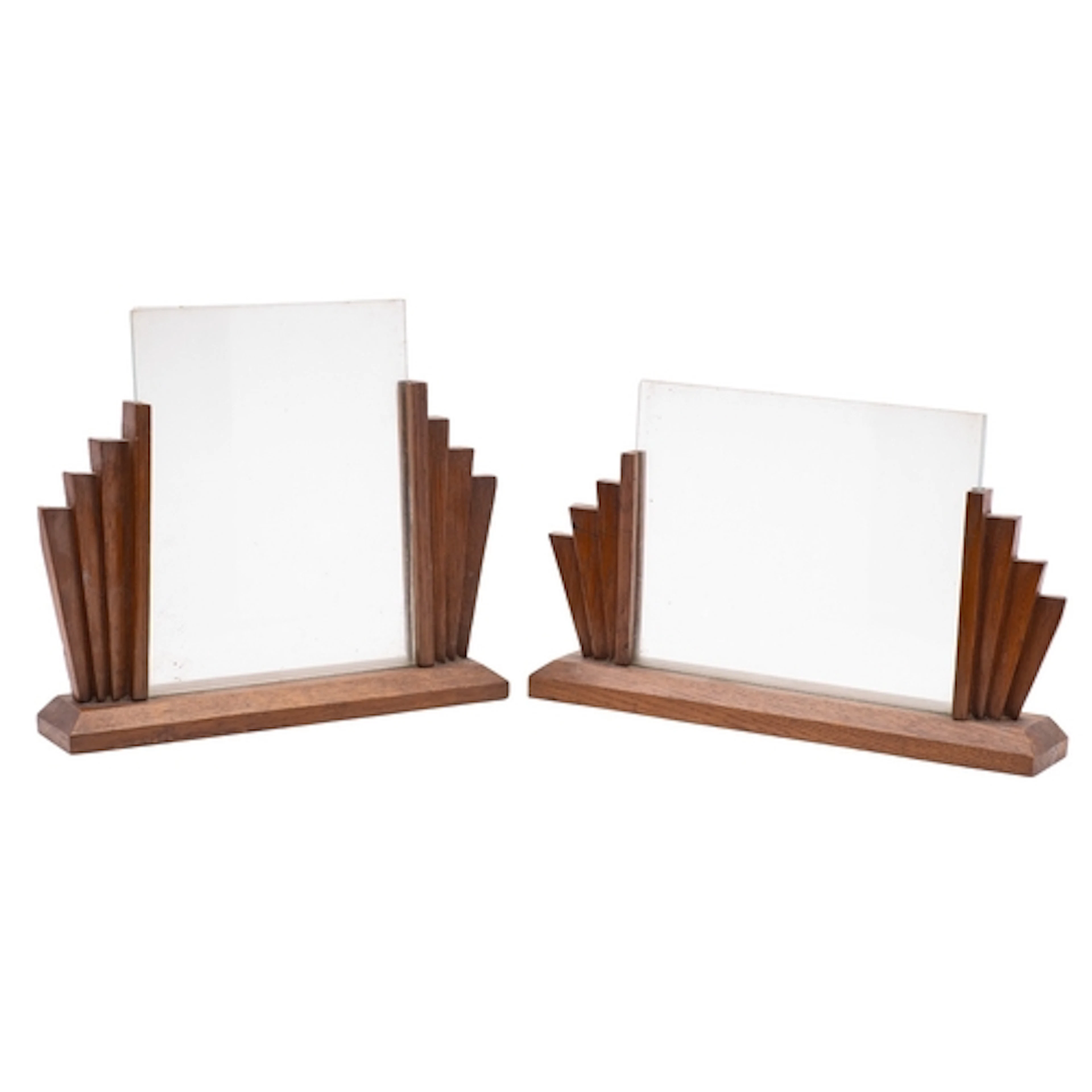 Two oak and glass photograph holders in Art Deco style, circ...