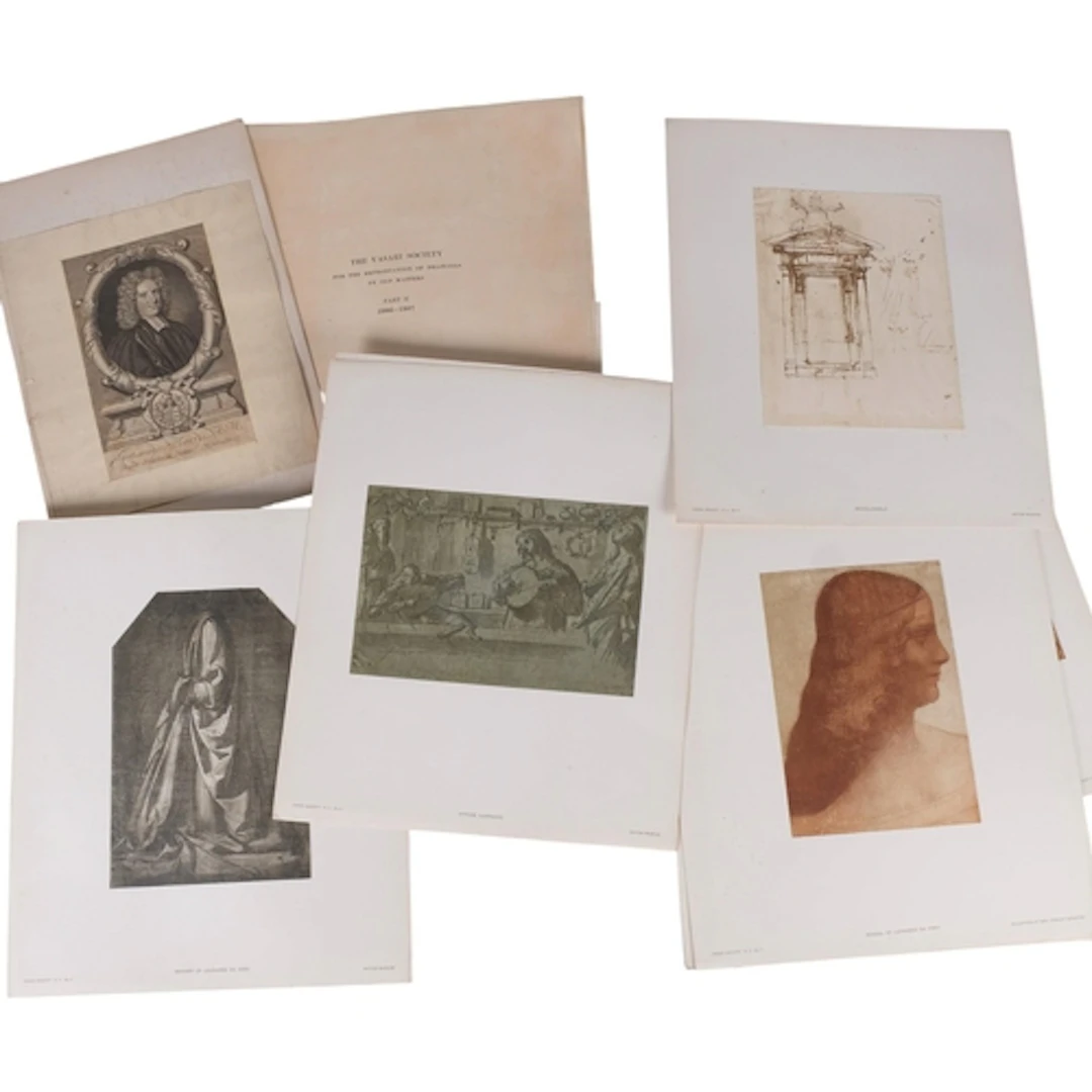 2 large folders of Vasari Society reproduction prints