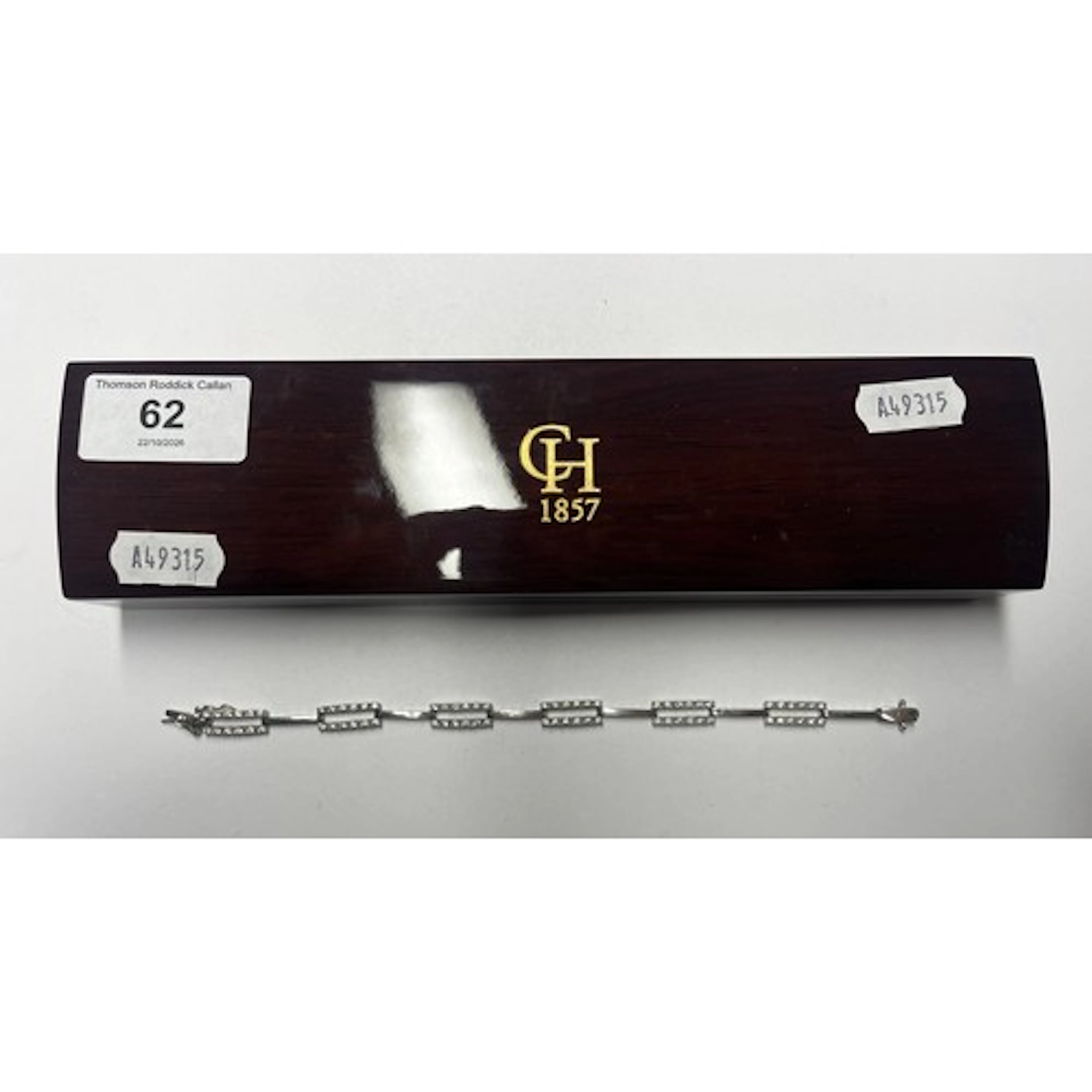 Silver and diamond link bracelet, 20.5cm L.