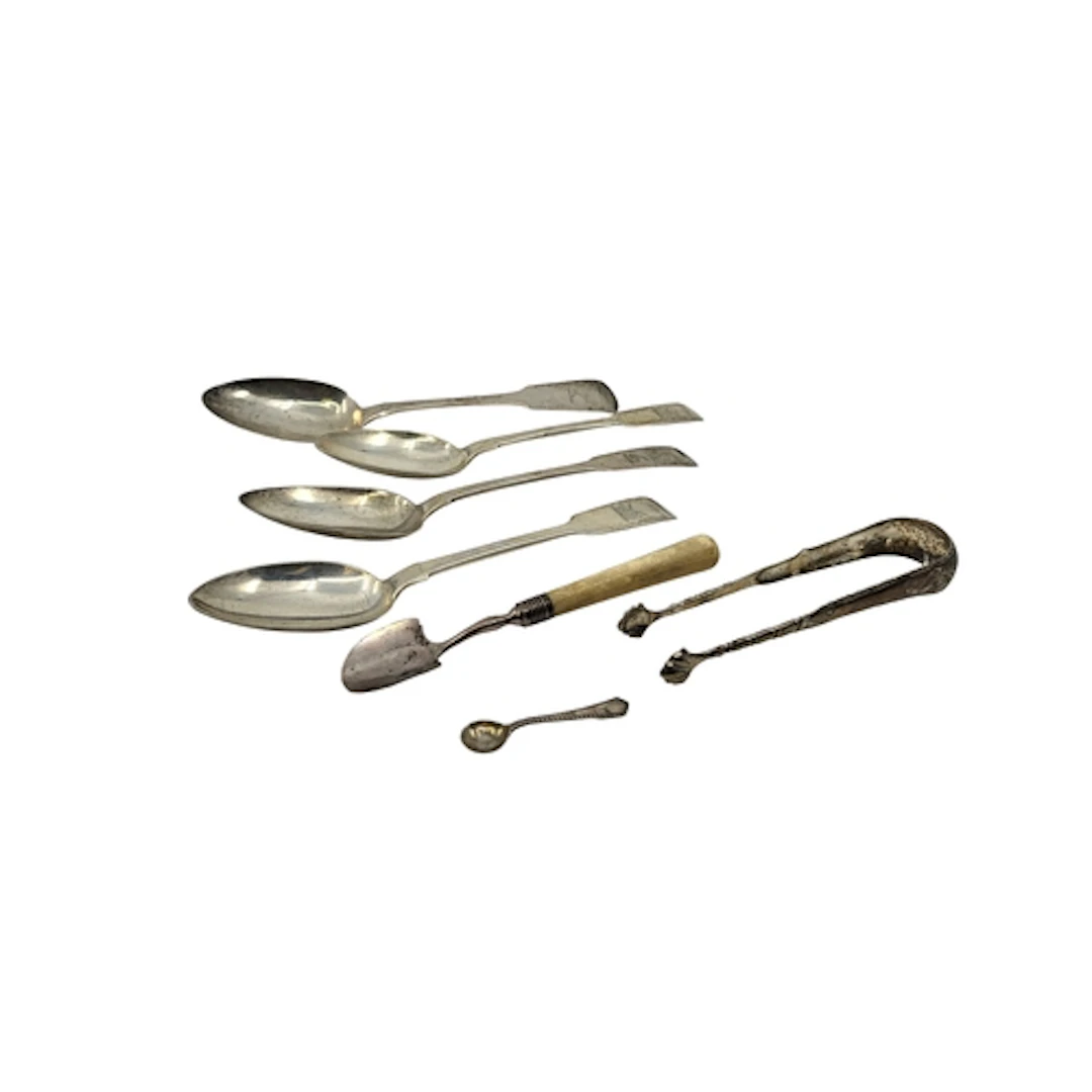 A COLLECTION OF ANTIQUE IRISH SILVER (.925) to include four ...