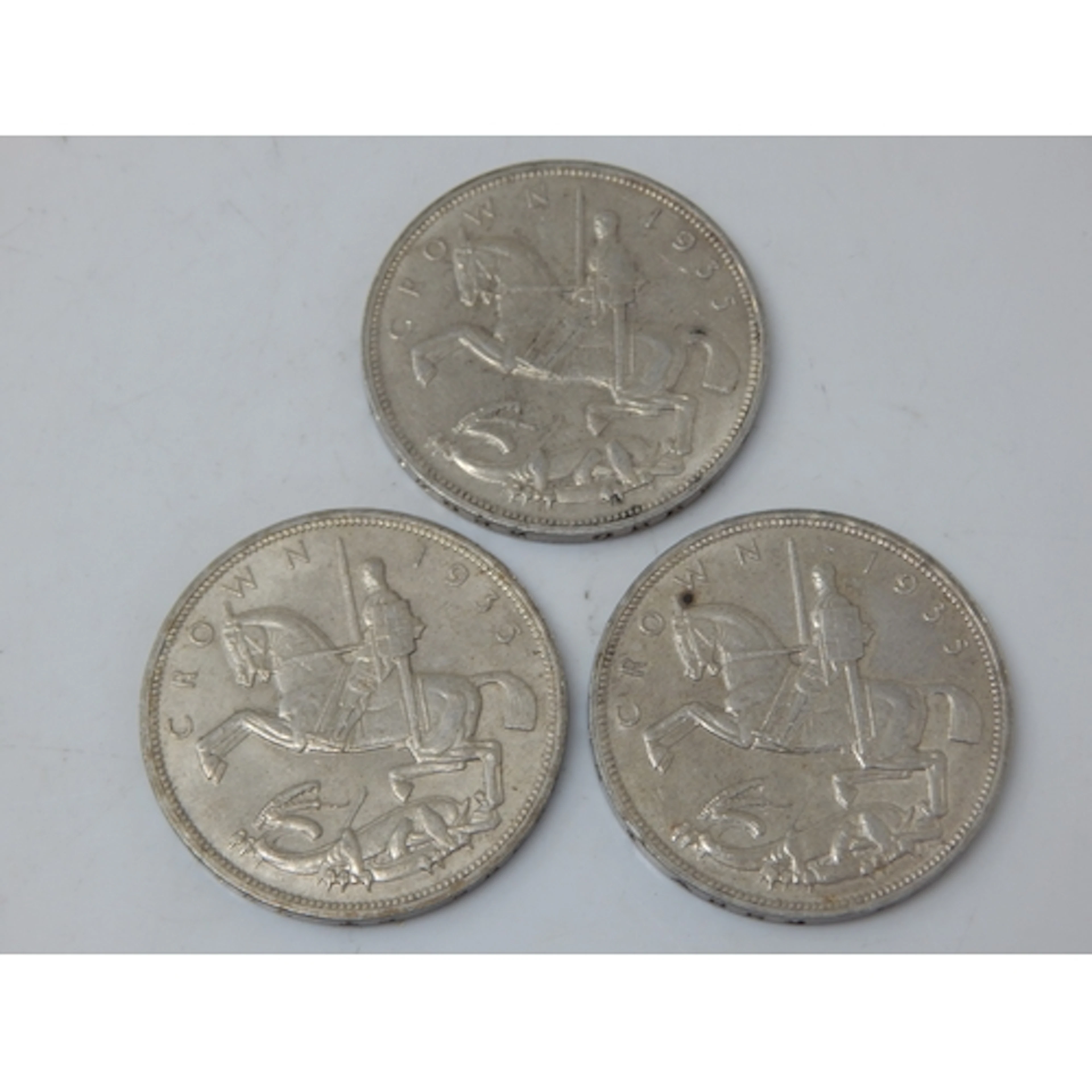 3 x George V Silver Rocking Horse Crowns 1935