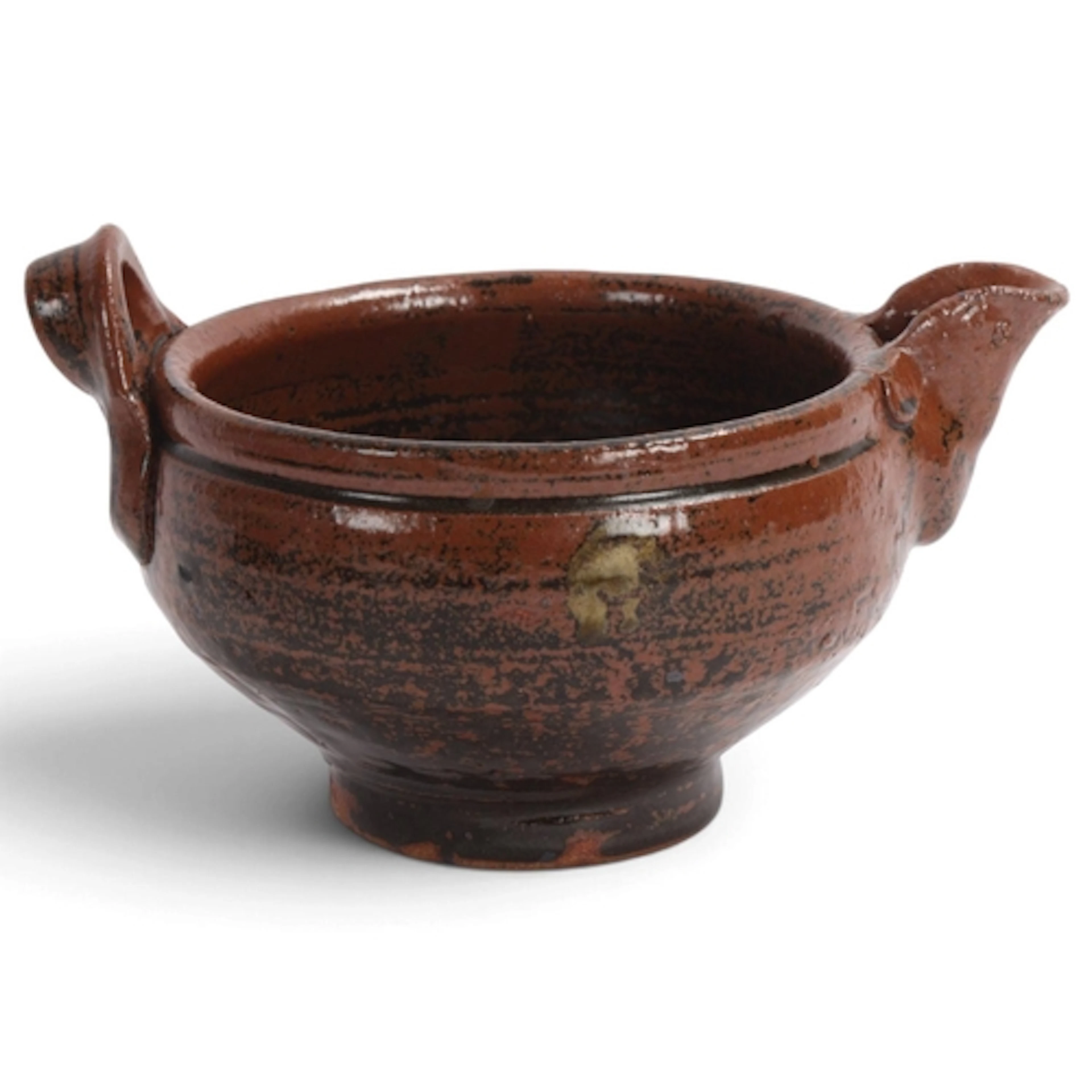 TREVOR CORSER for St Ives pottery, a tenmoku glazed footed s...