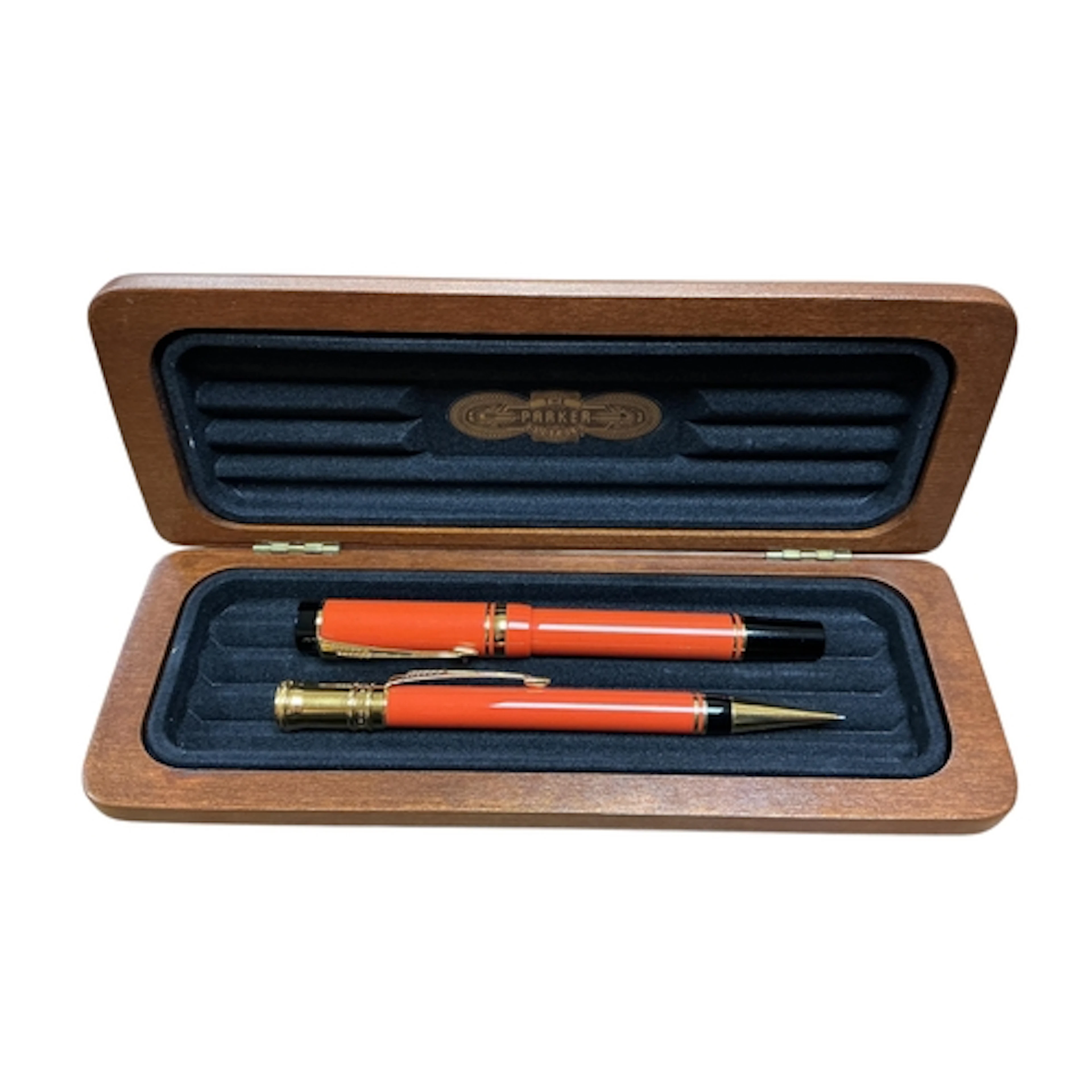 A Parker Duofold International fountain pen in orange with m...