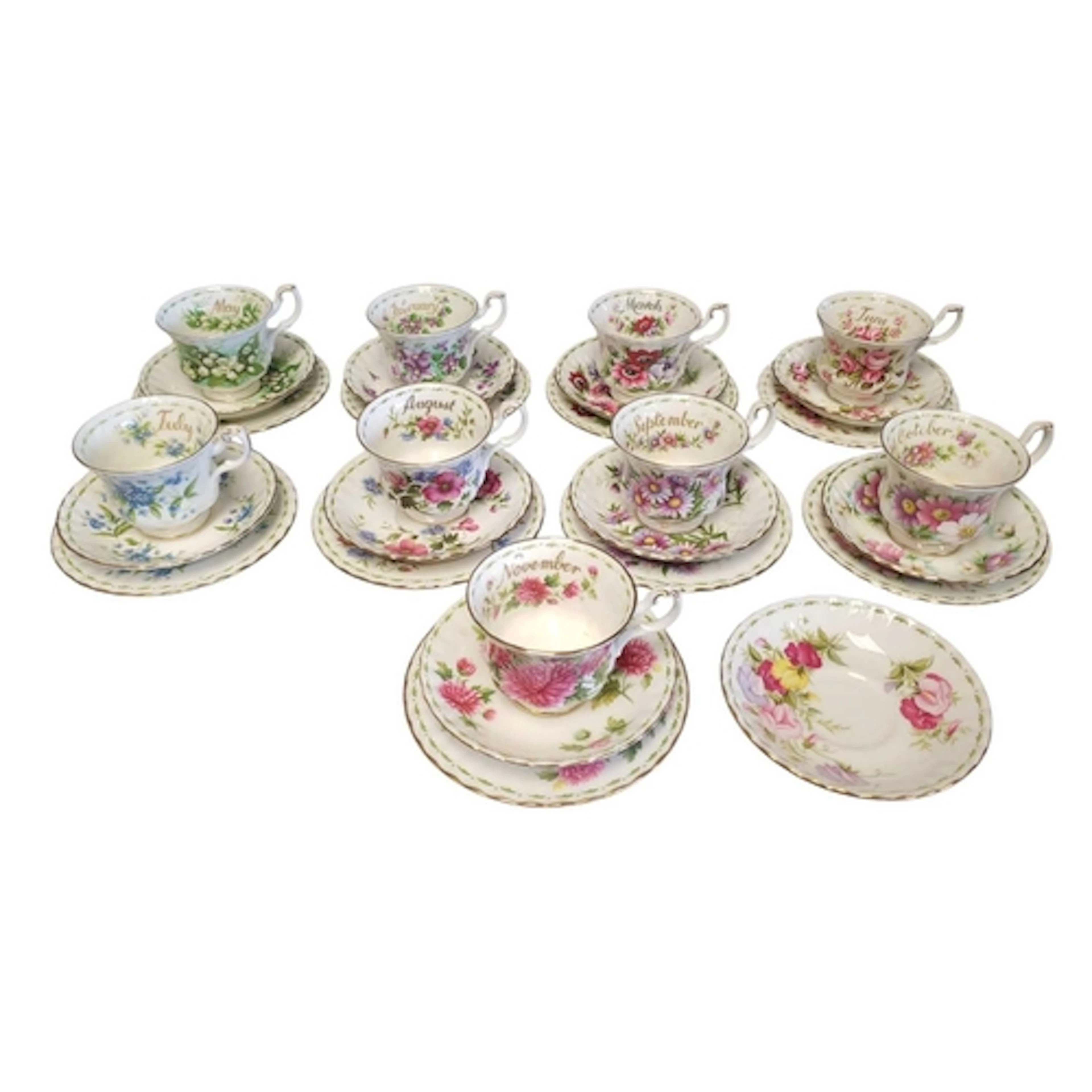 Royal Albert - 1970s bone china Flowers of the Month part te...