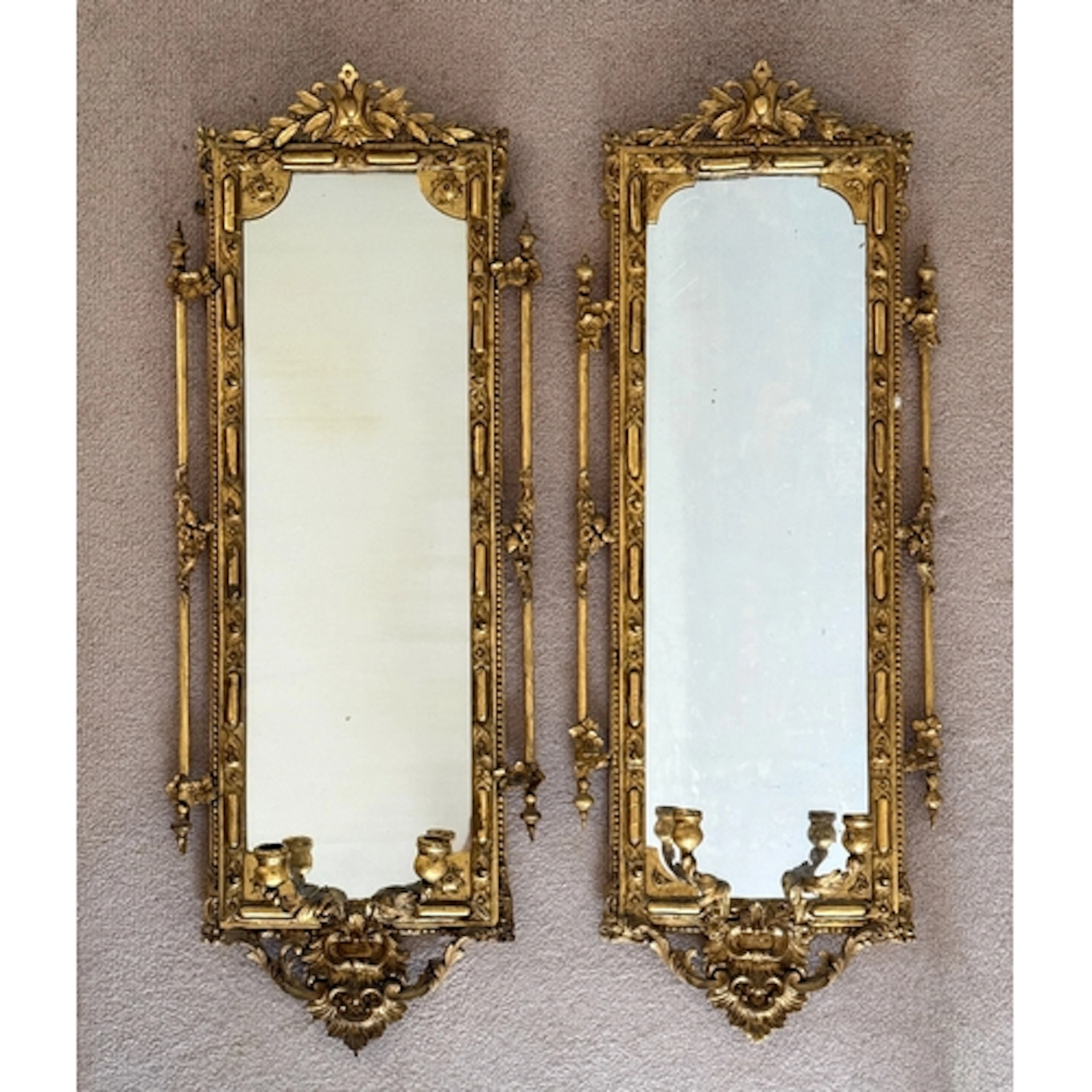 A pair of 19th century style rectangular gilt and compositio...