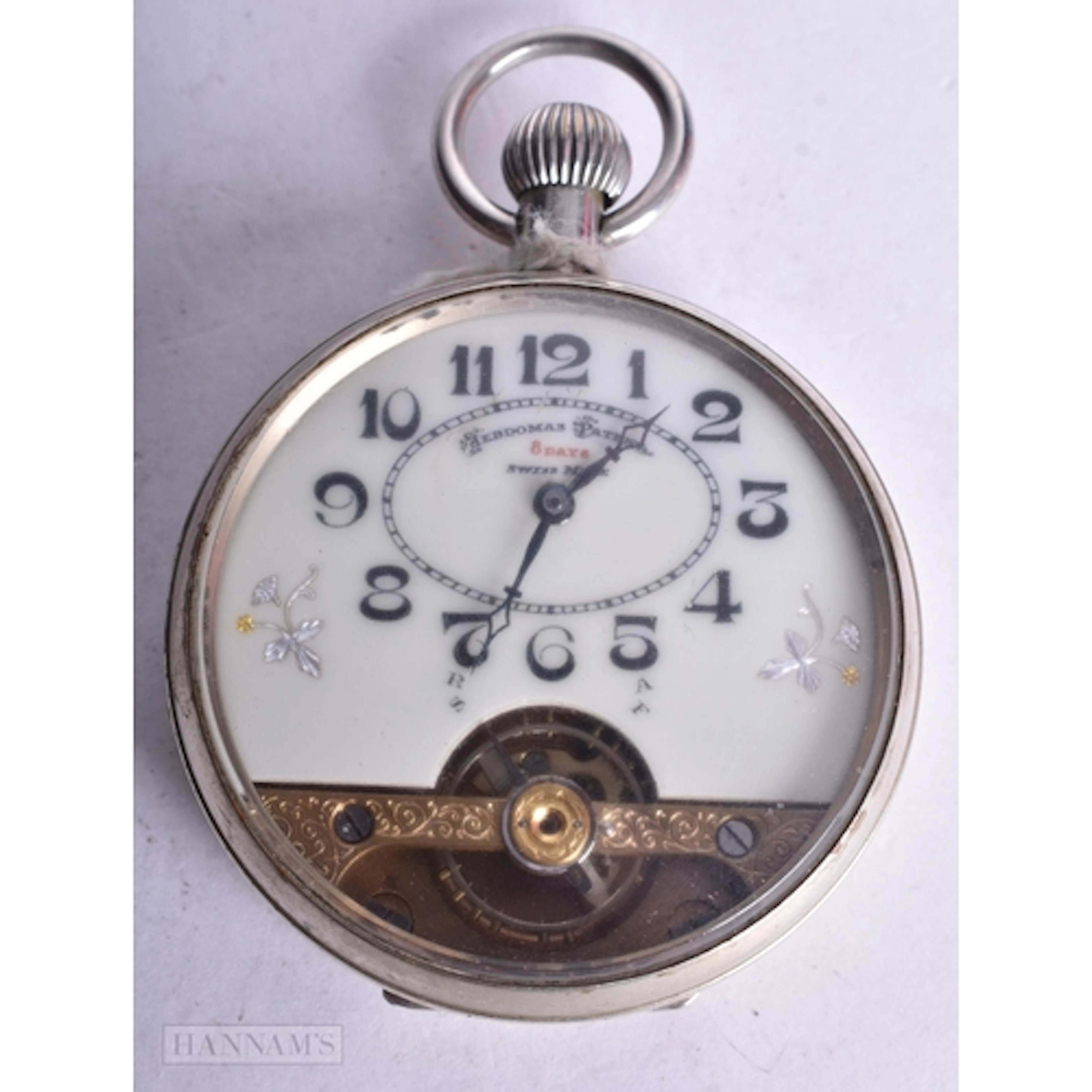 Hebdomas Patent 8 Days Pocket Watch Hand Wind Working. 5 cm ...