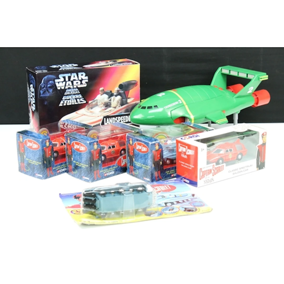 Six TV related models to include a boxed Kenner Landspeeder ...