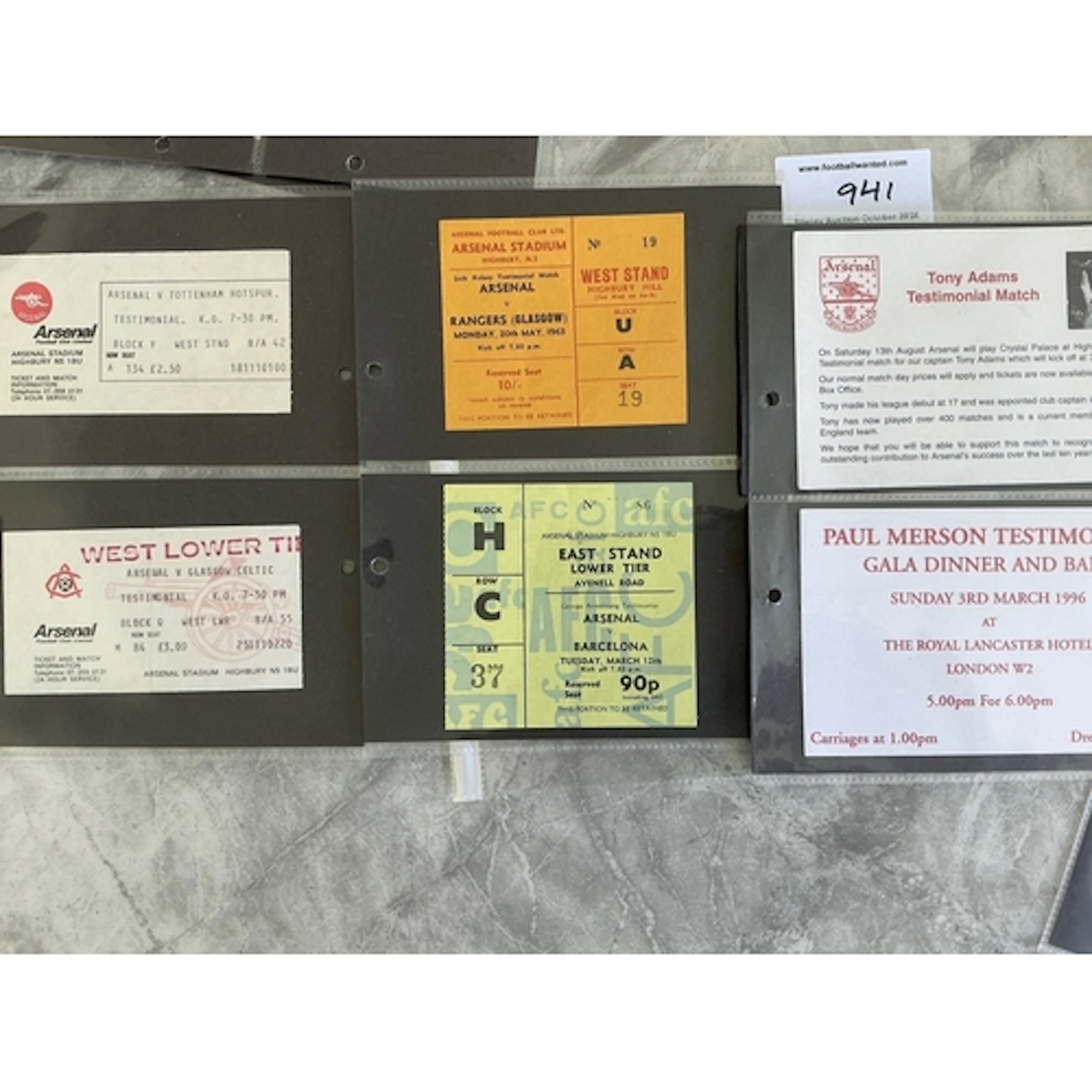 Arsenal Testimonial Football Match Tickets: Home matches for...