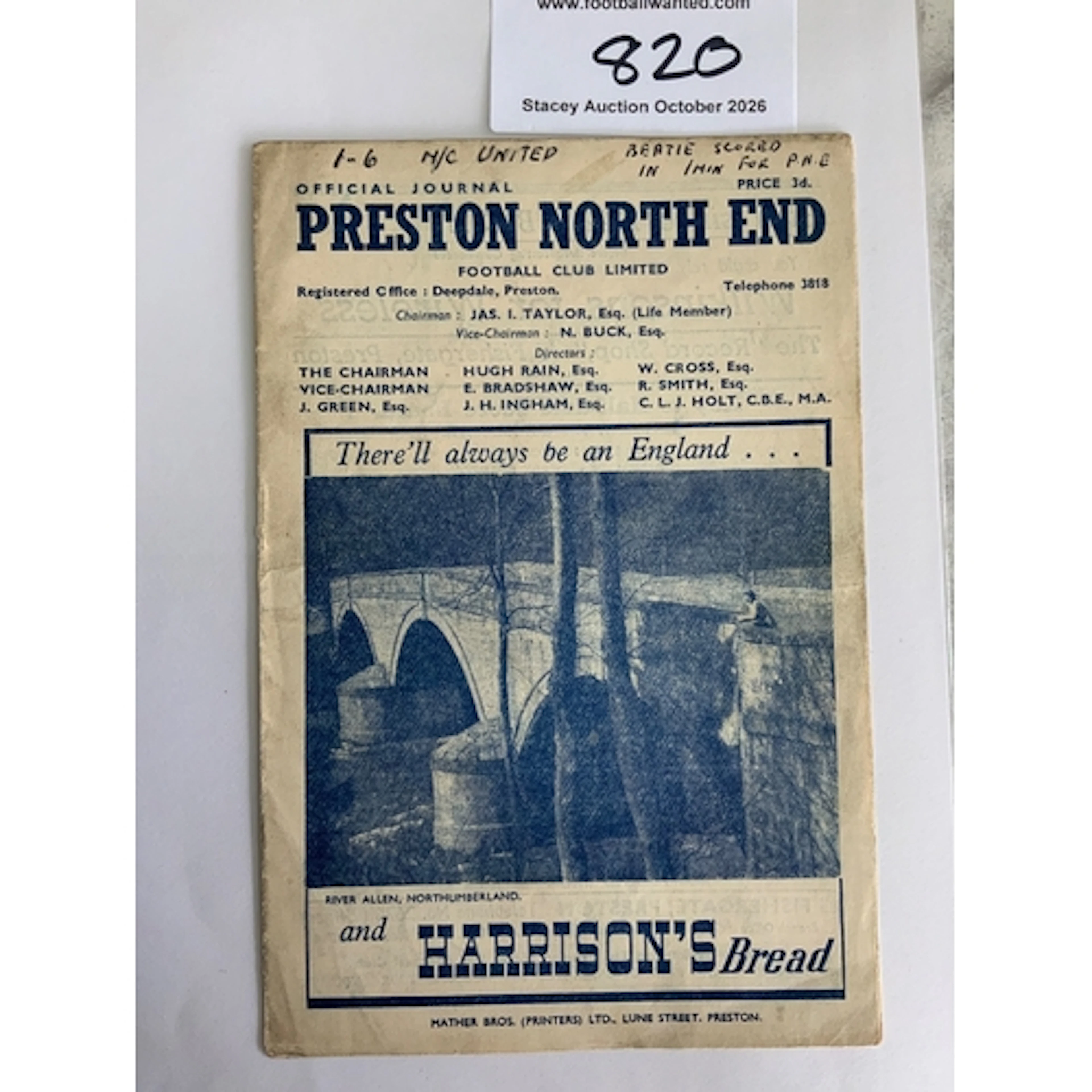 48/49 Preston v Manchester United Football Programme: Match ...