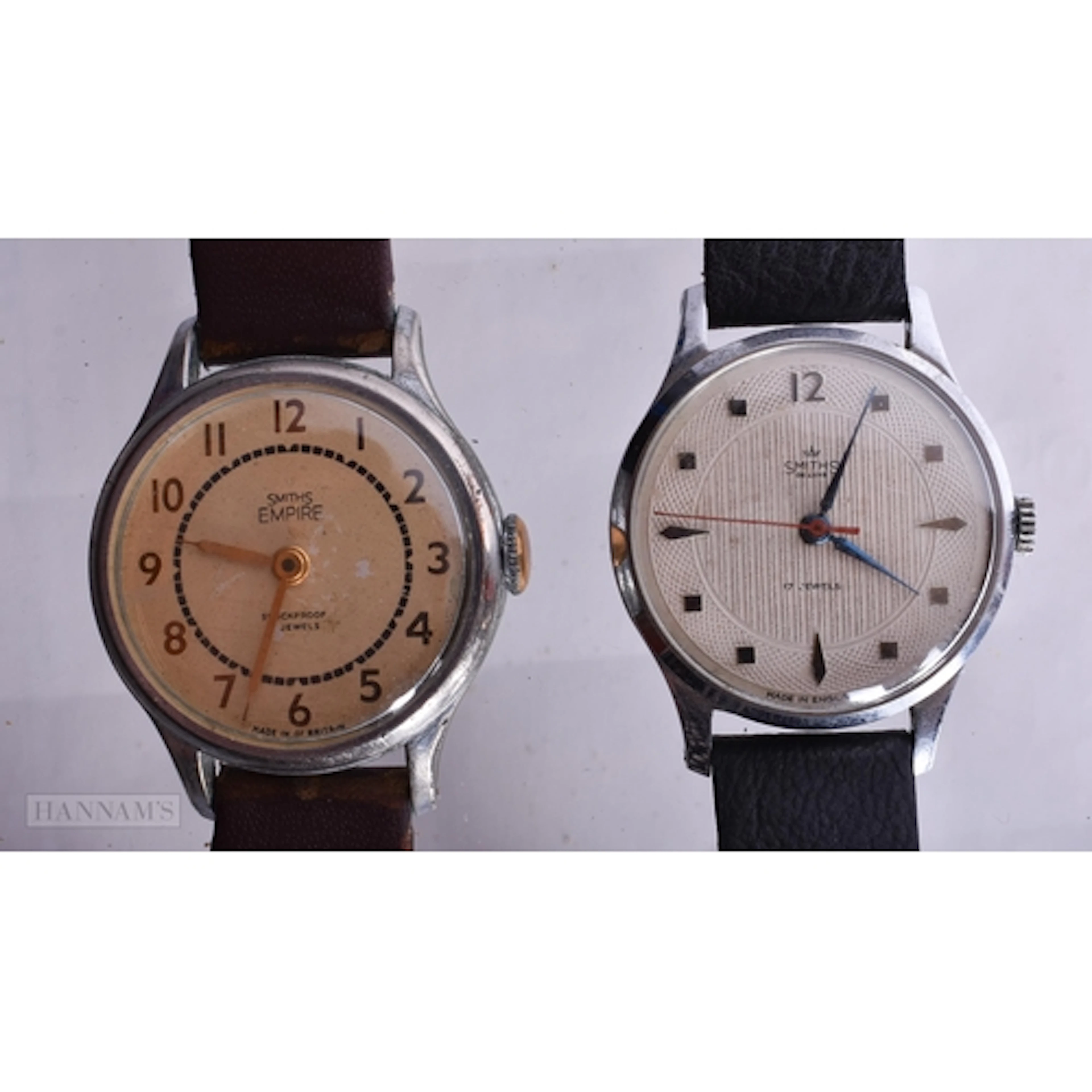 TWO SMITHS WRIST WATCHES. Running. 3.25 cm wide. (2)
