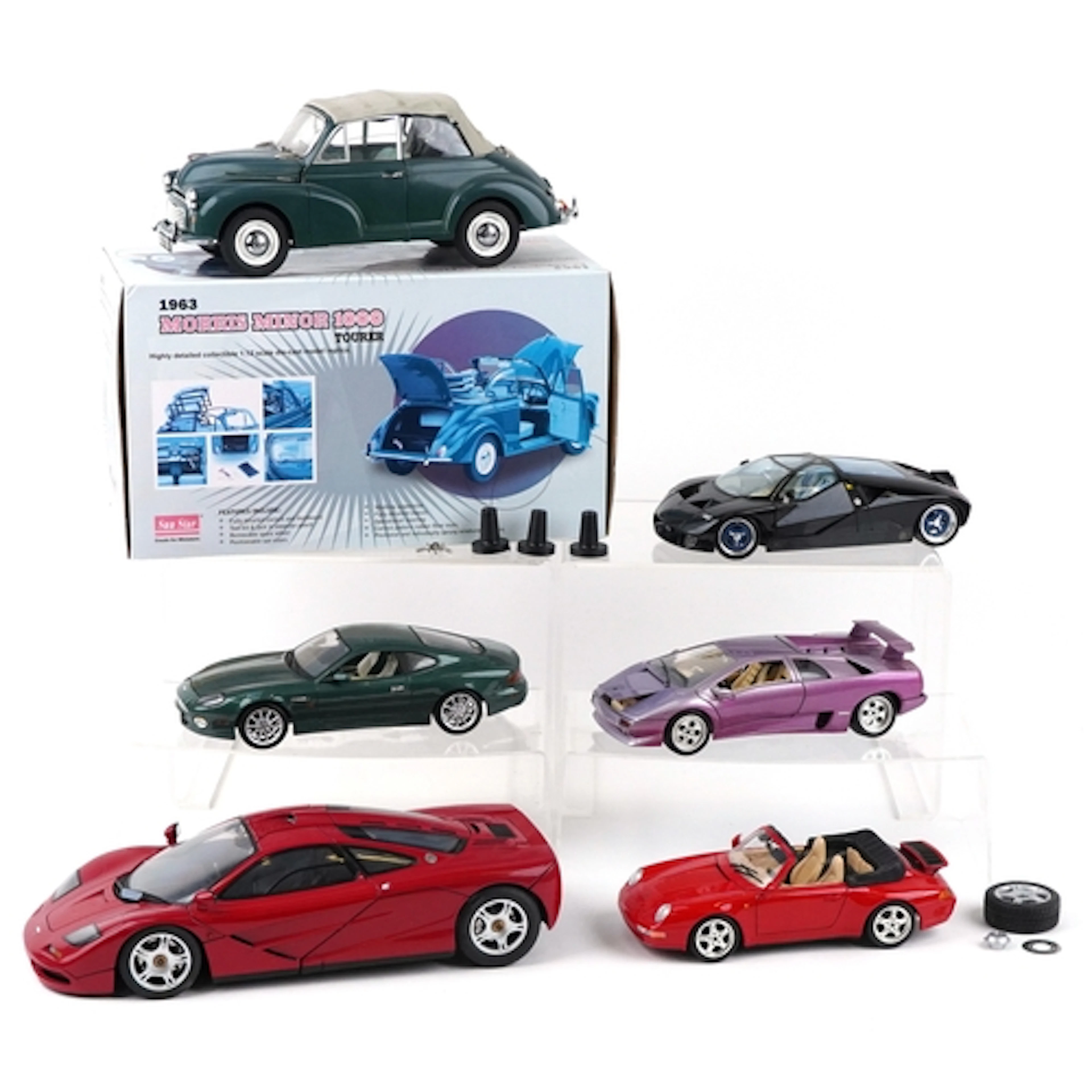 Four 1/18 scale diecast collector's vehicles and two 1/12 sc...