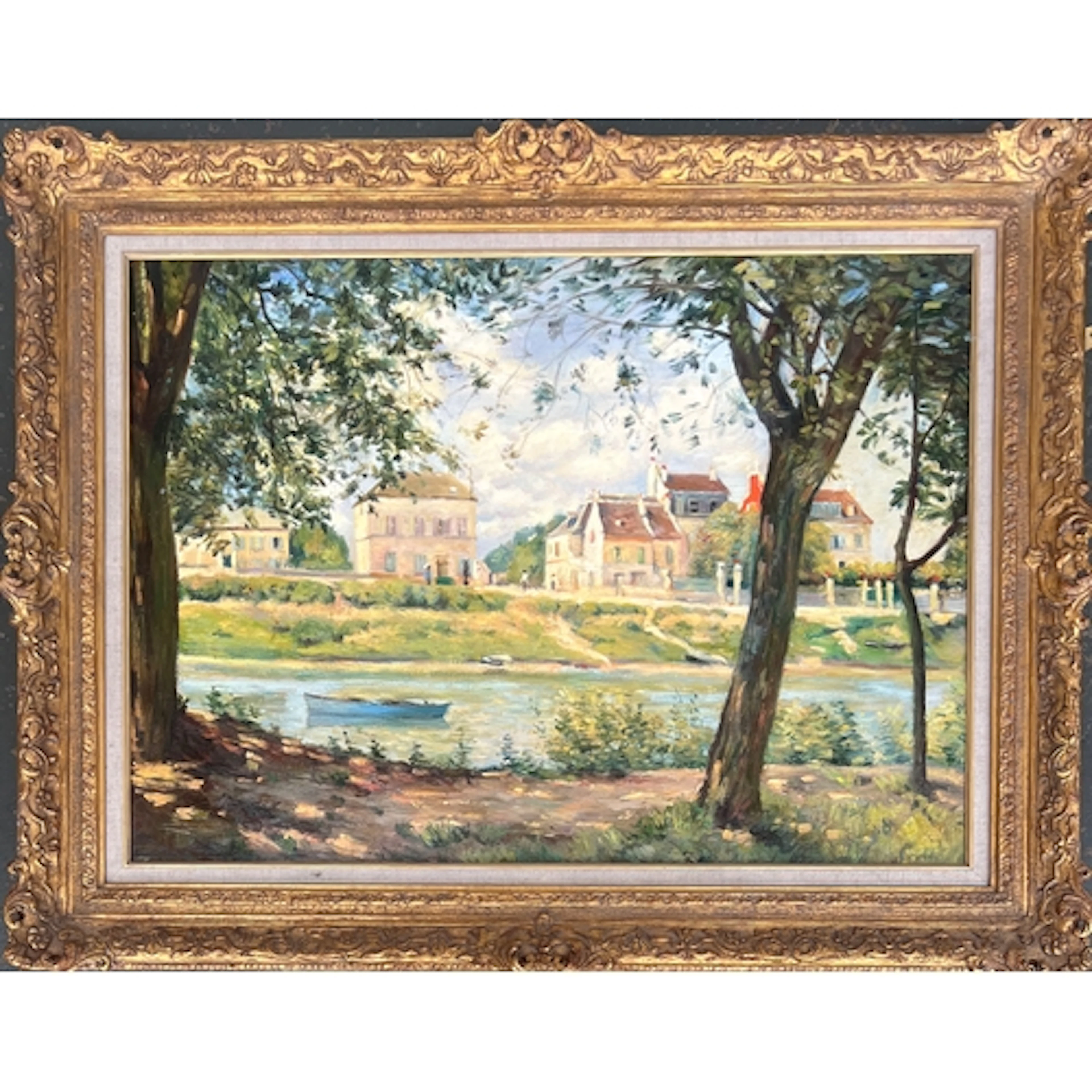 A 21st century oil on canvas after Sisley, 'Villeneuve-la-Ga...