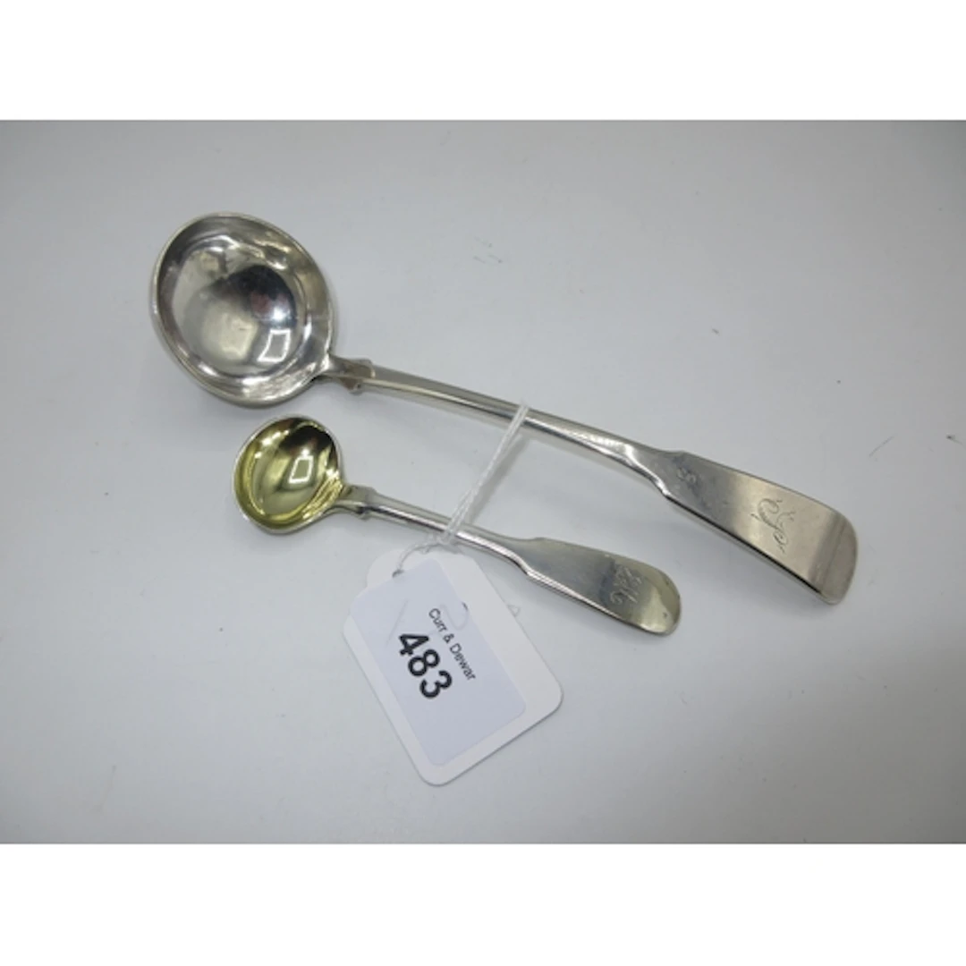 Scottish Silver Sauce Ladle Glasgow 1823, Maker W.H, along w...