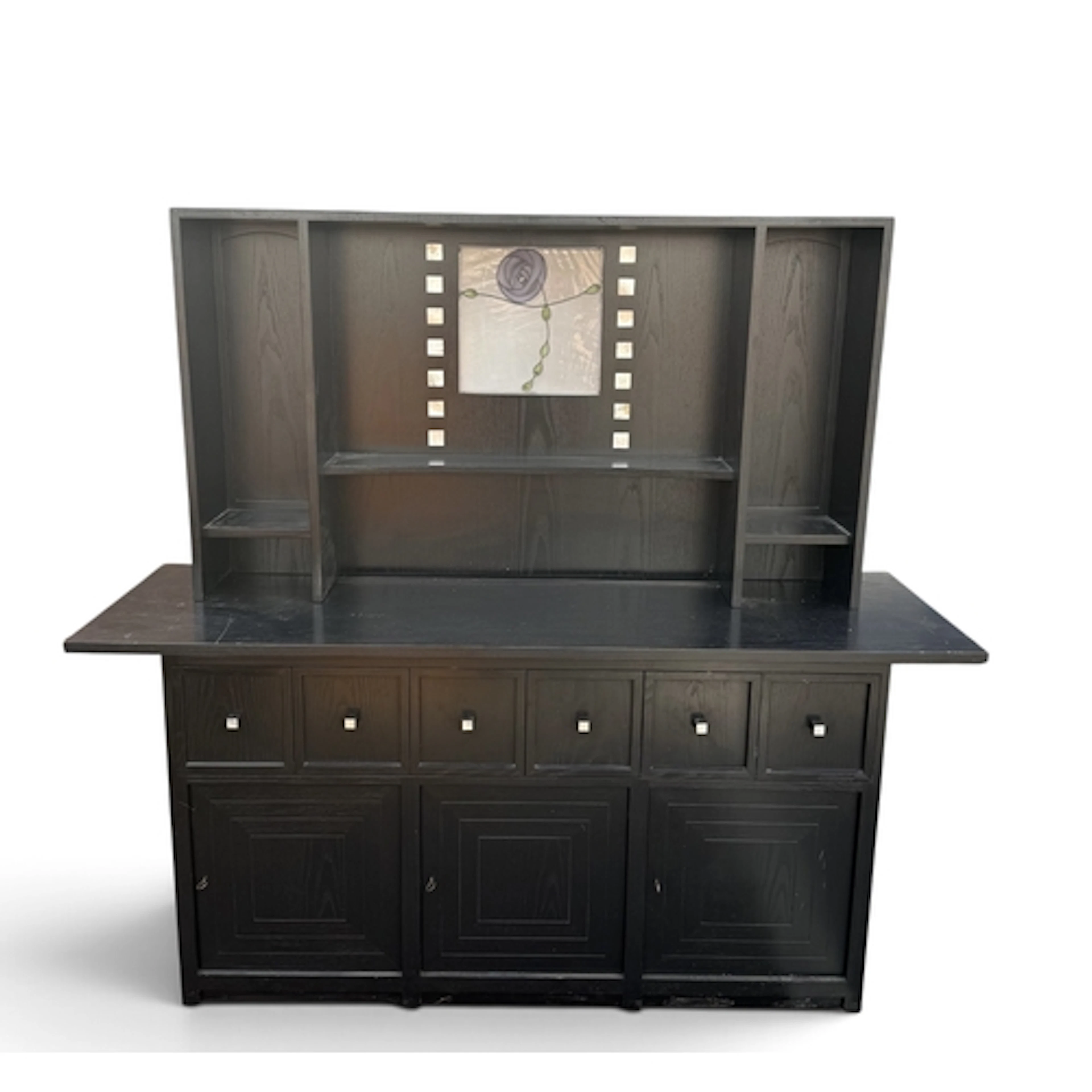 AN ART NOUVEAU ASH SIDEBOARD DESIGNED BY CHARLES RENNIE MACK...