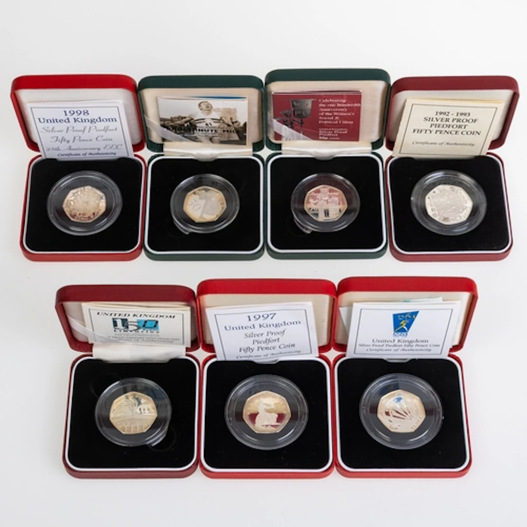 COINS - BRITISH MODERN 50P PIEDFORT COLLECTION. Collection o...