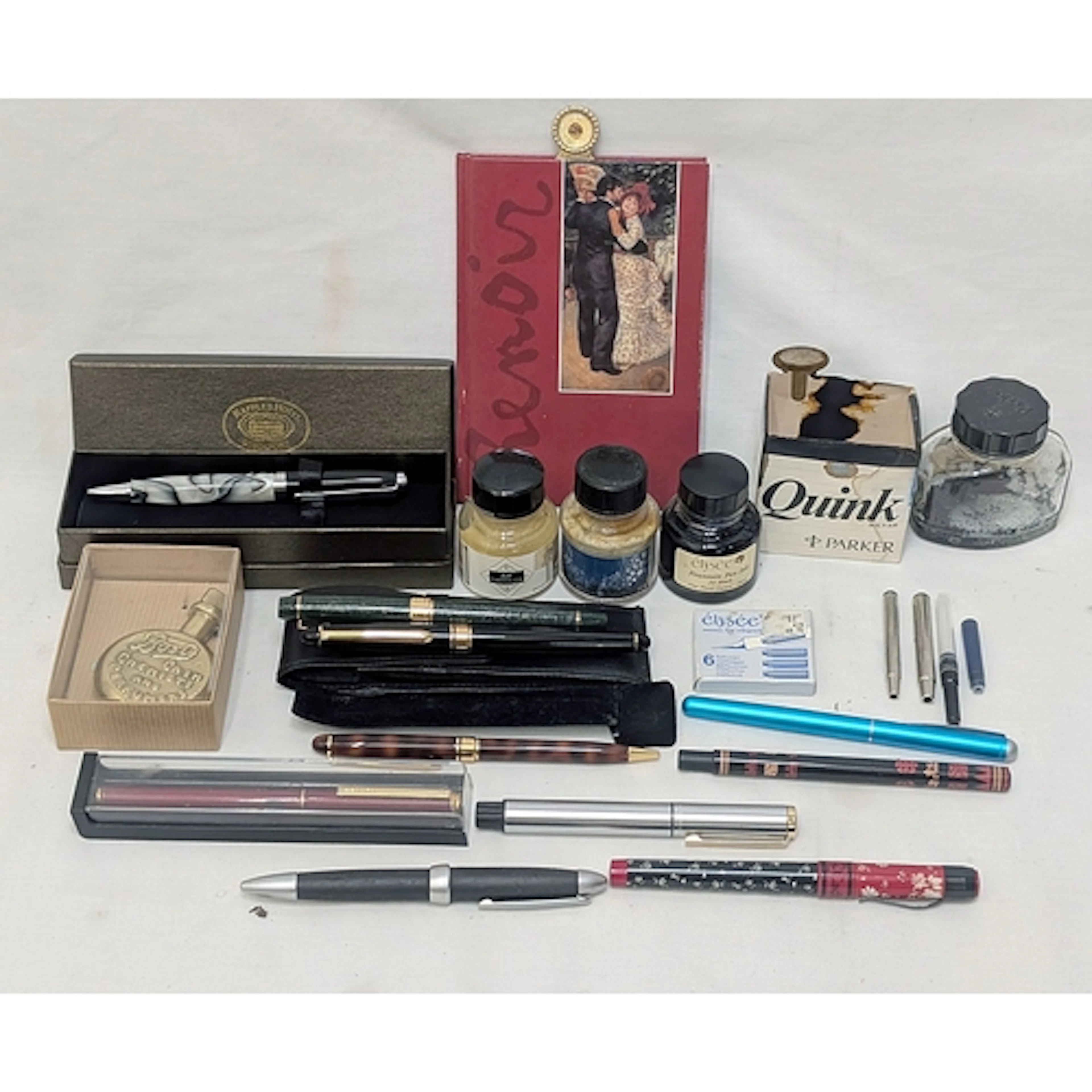 Fountain & Ballpoint Pens incl. Parker Aztec pen, Renoir not...