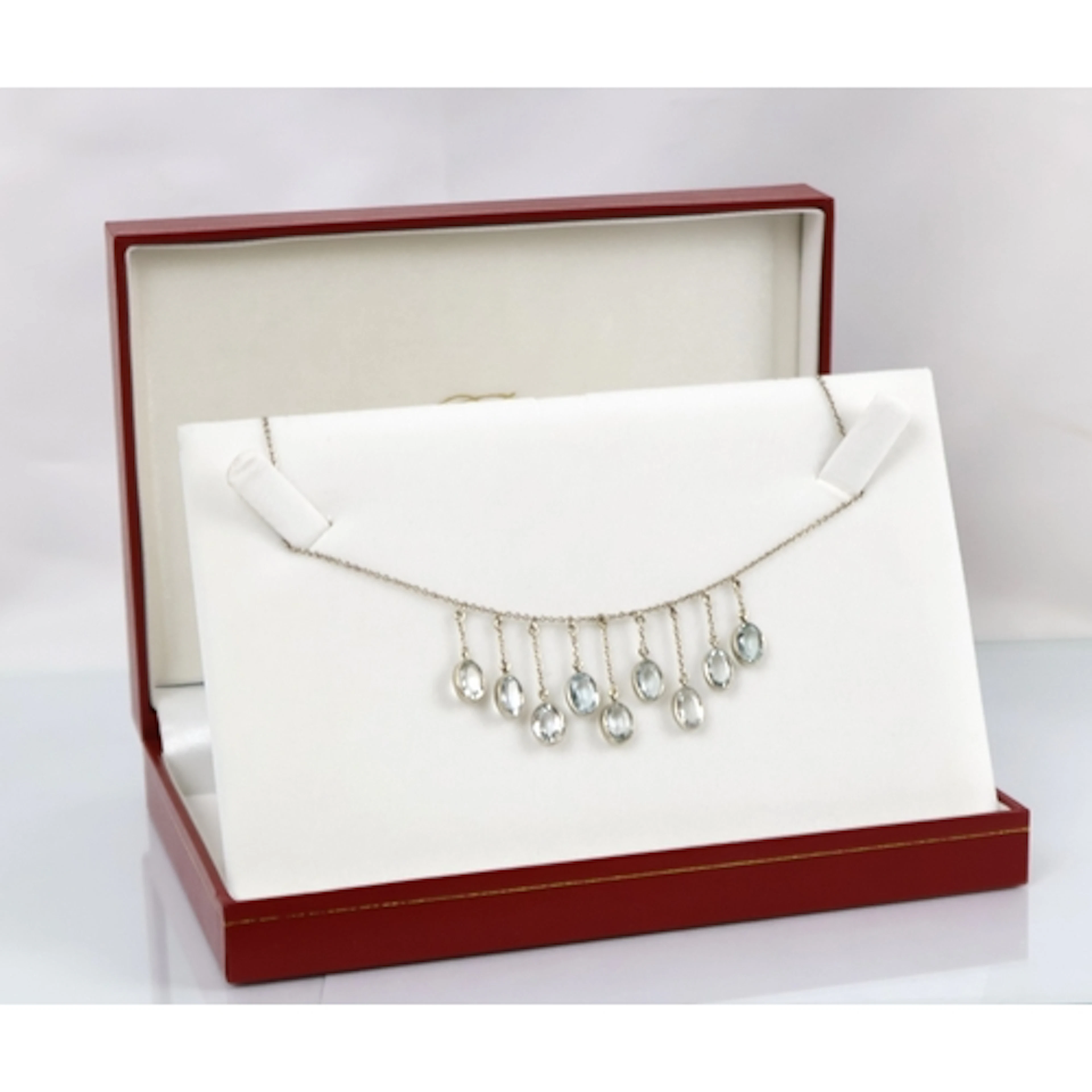 An aquamarine set fringe necklace, early 20th century, the f...