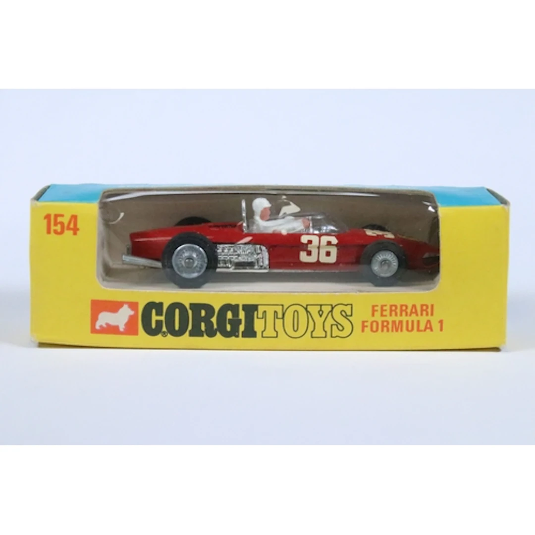 Boxed Corgi 154 Ferrari Formula 1 diecast model in red, race...