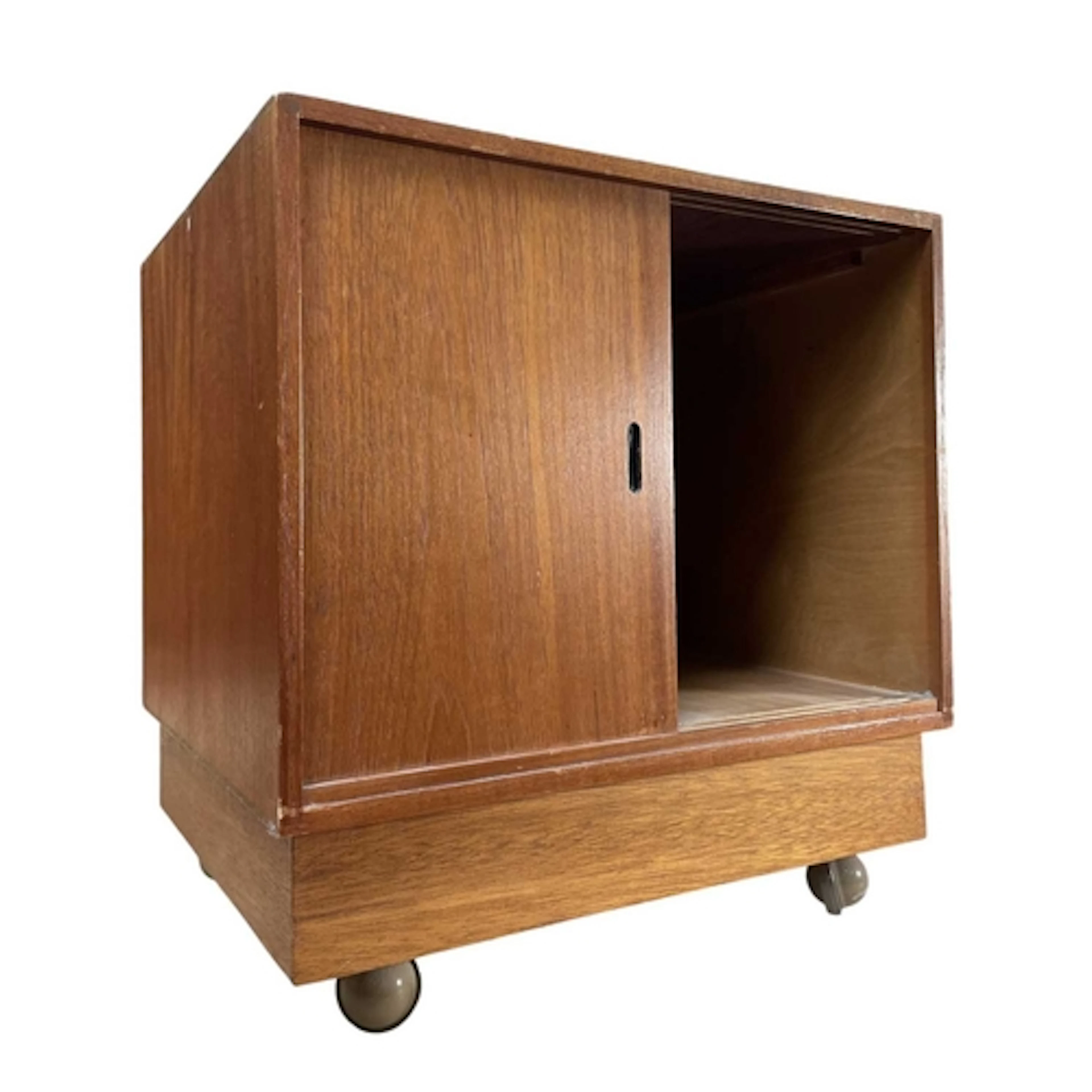 A retro mid 20th century circa 1960s teak record vinyl cabin...